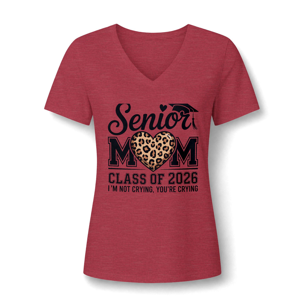 Mom V-Neck Tee — Leopard Heart & Butterflies Mother's Day Shirt