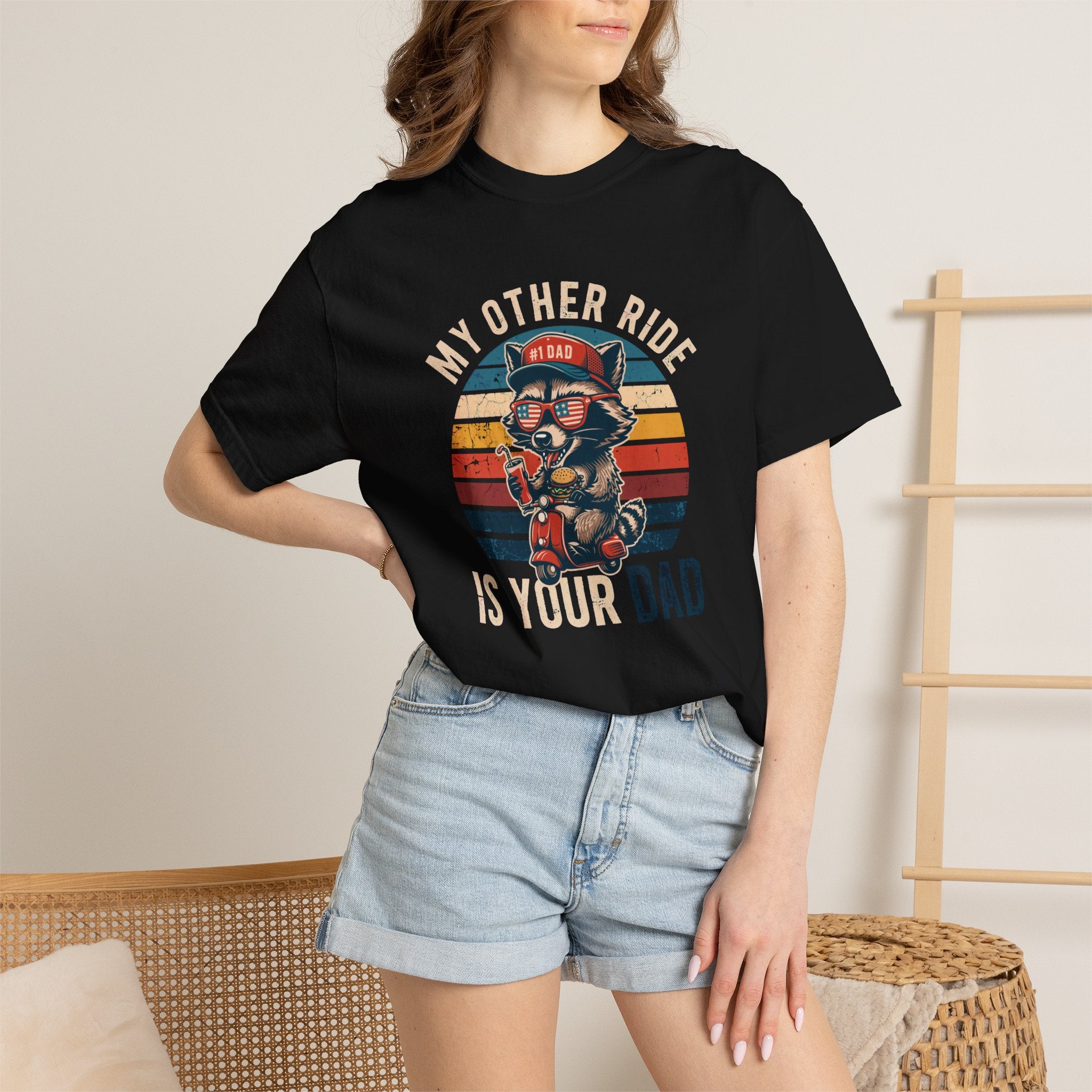 My Other Ride Is Your Dad T-Shirt — Cute Motorcycle Puppy Graphic Tee for Dad, Father's Day Gift