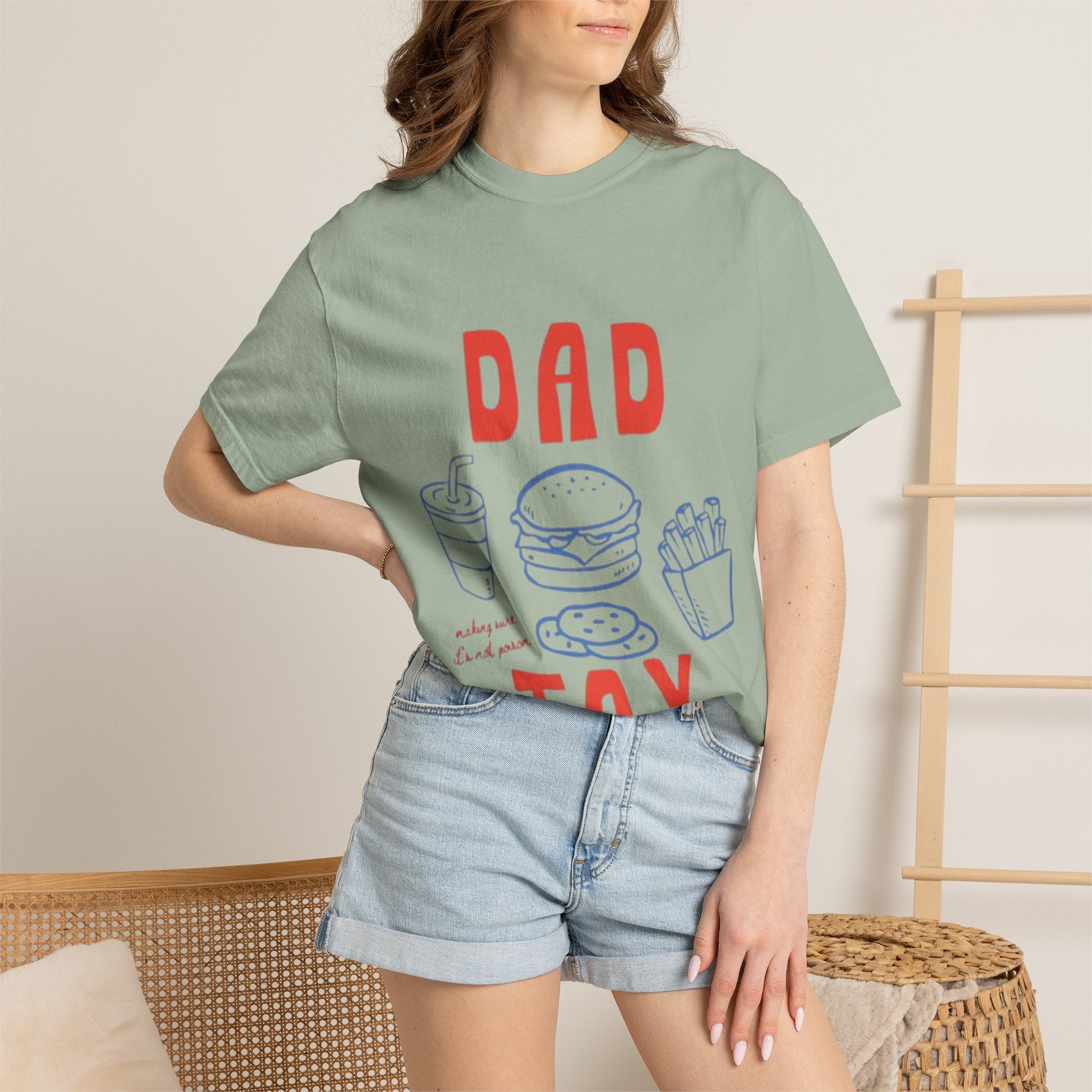 Dad Tax T-Shirt — Funny Father’s Day Tee with Burger, Fries & Drink Graphic