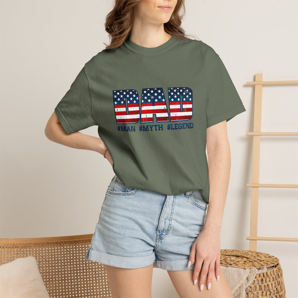 Dad Patriotic T-Shirt - "DAD" American Flag Design (#Man #Myth #Legend)
