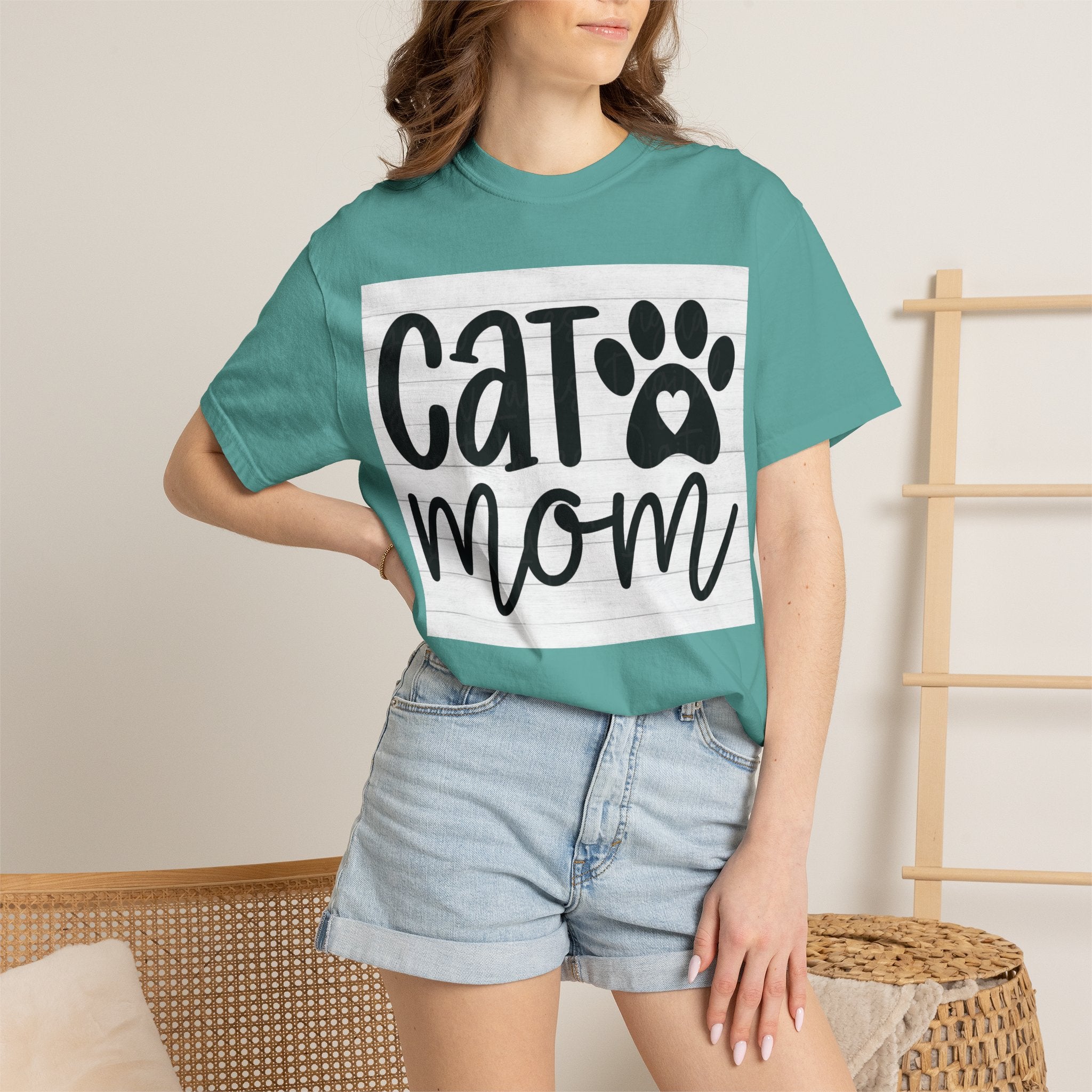 Garment-Dyed Cat Mom Tee