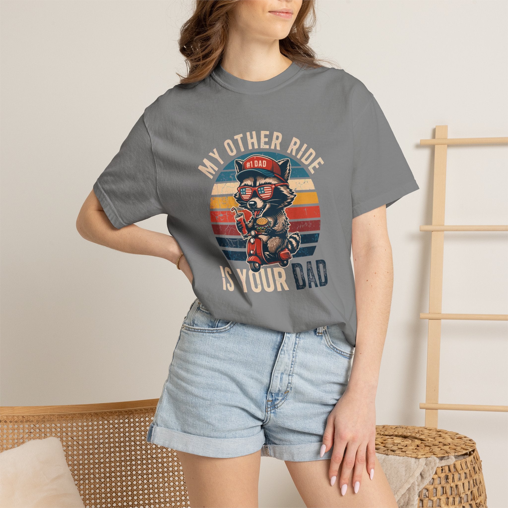 My Other Ride Is Your Dad T-Shirt — Cute Motorcycle Puppy Graphic Tee for Dad, Father's Day Gift