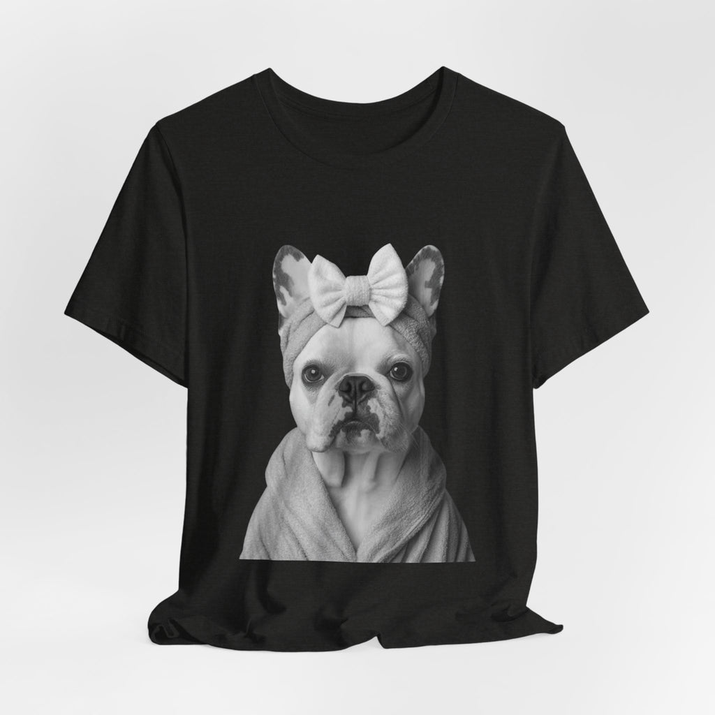 French Bulldog Portrait Tee — Cute Bow Dog Graphic T-Shirt