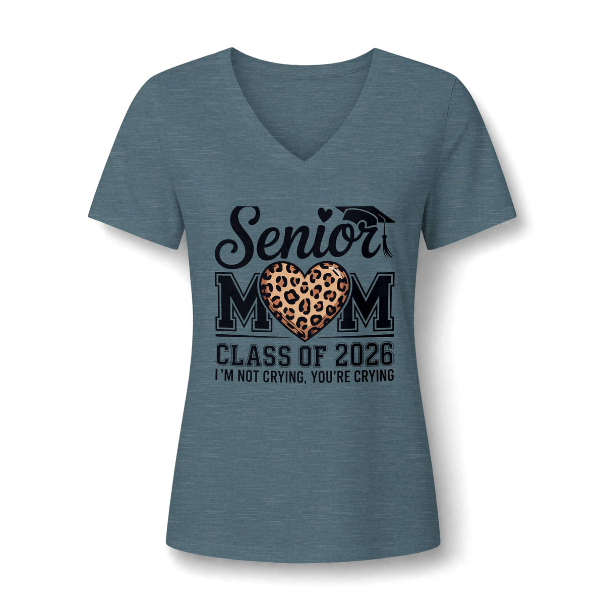 Mom V-Neck Tee — Leopard Heart & Butterflies Mother's Day Shirt