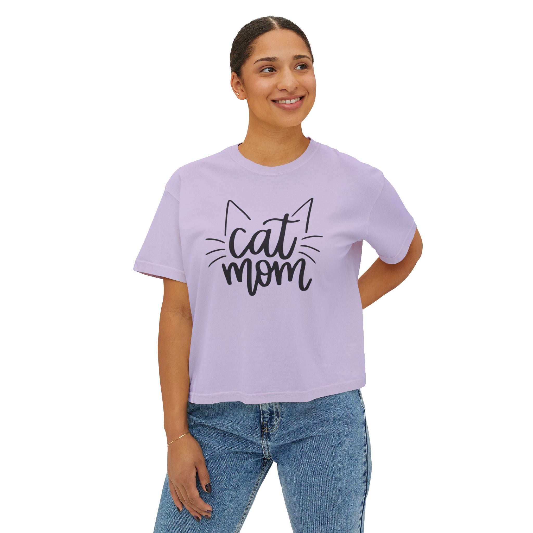 Cat Mom Boxy Cotton Tee
