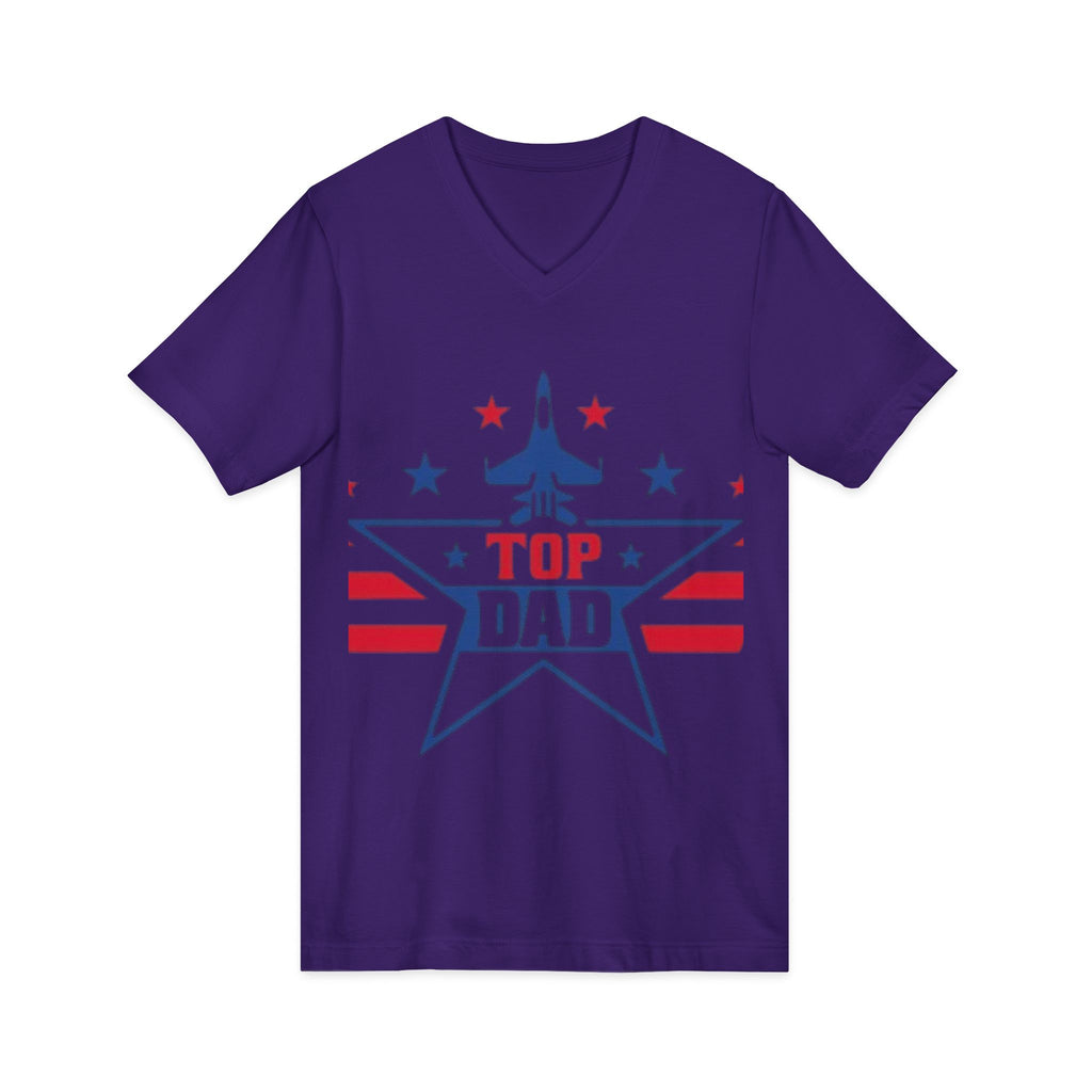 Top Dad V-Neck Tee — Patriotic Jet Star Fathers Day T-Shirt