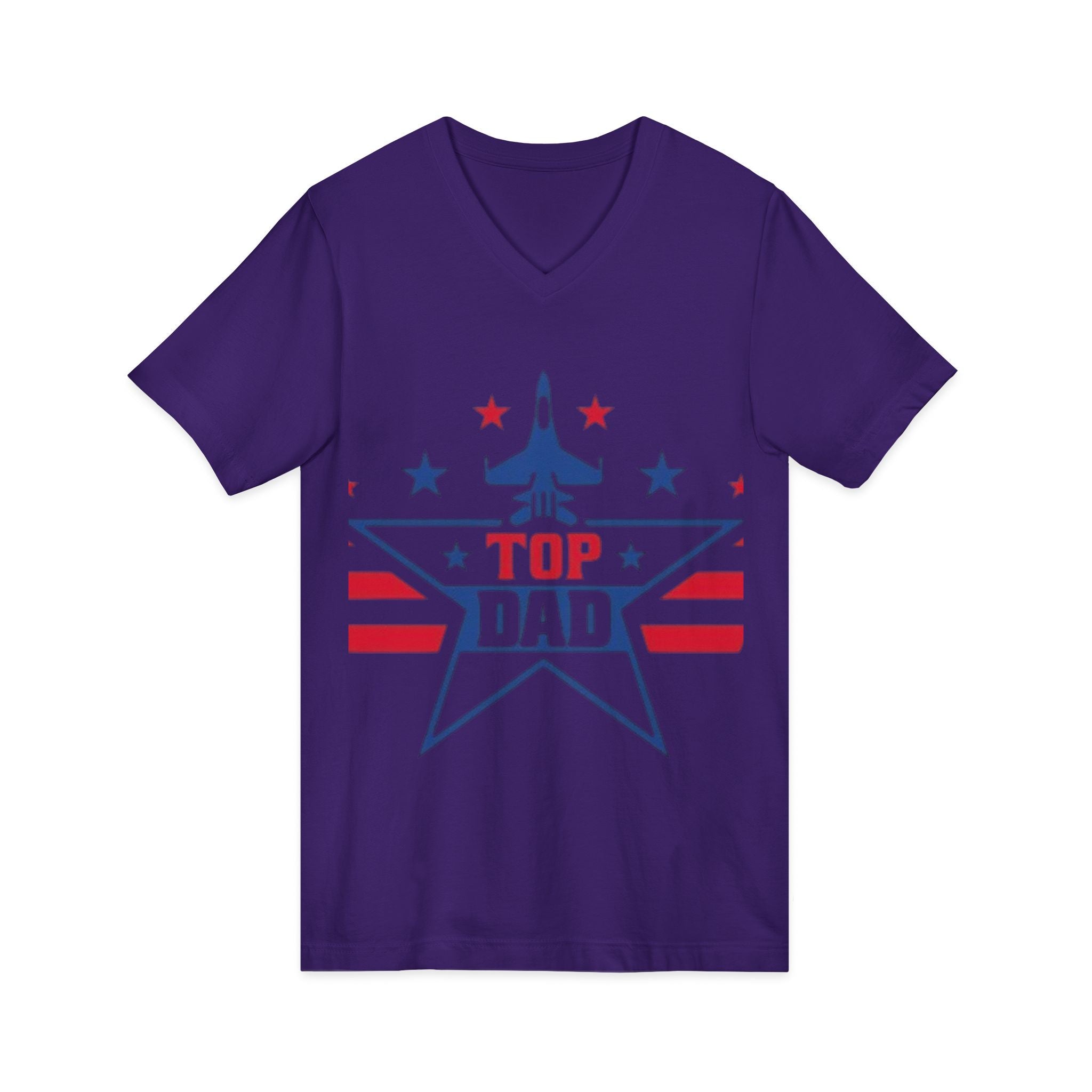 Top Dad V-Neck Tee — Patriotic Jet Star Fathers Day T-Shirt