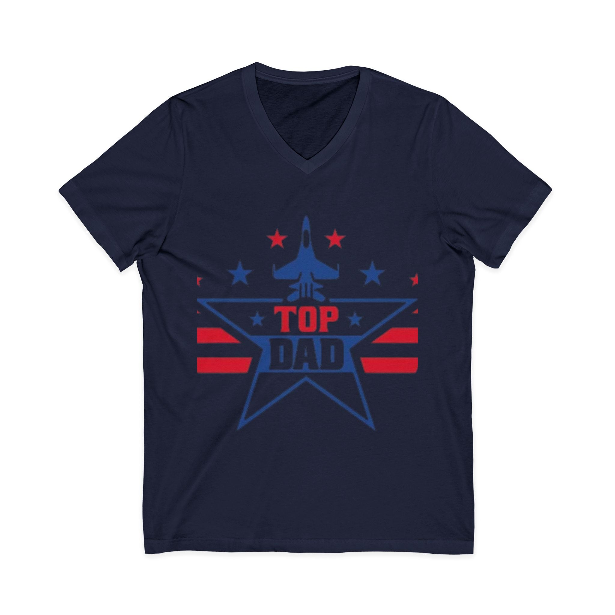 Top Dad V-Neck Tee — Patriotic Jet Star Fathers Day T-Shirt