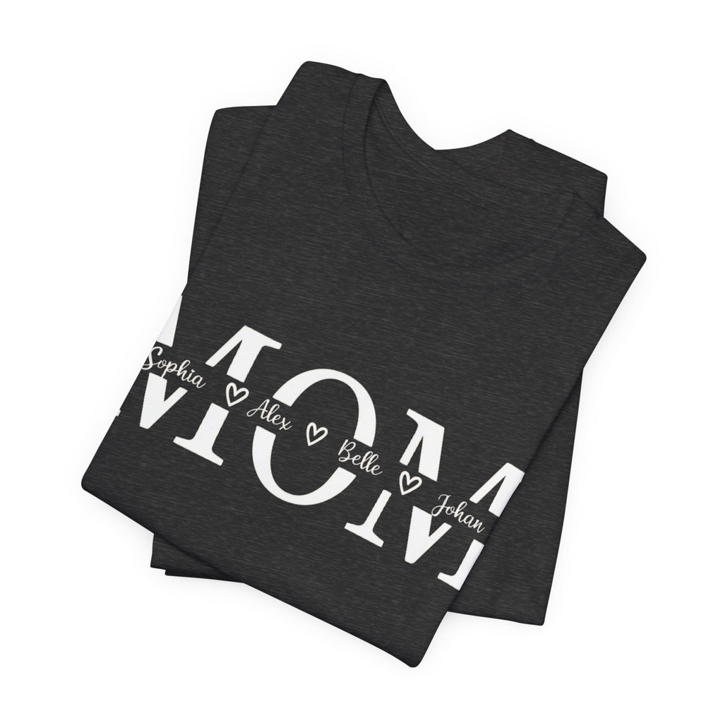 Mom Heart Repeat T‑Shirt — Layered 'MOM' Design for Mother's Day & Everyday