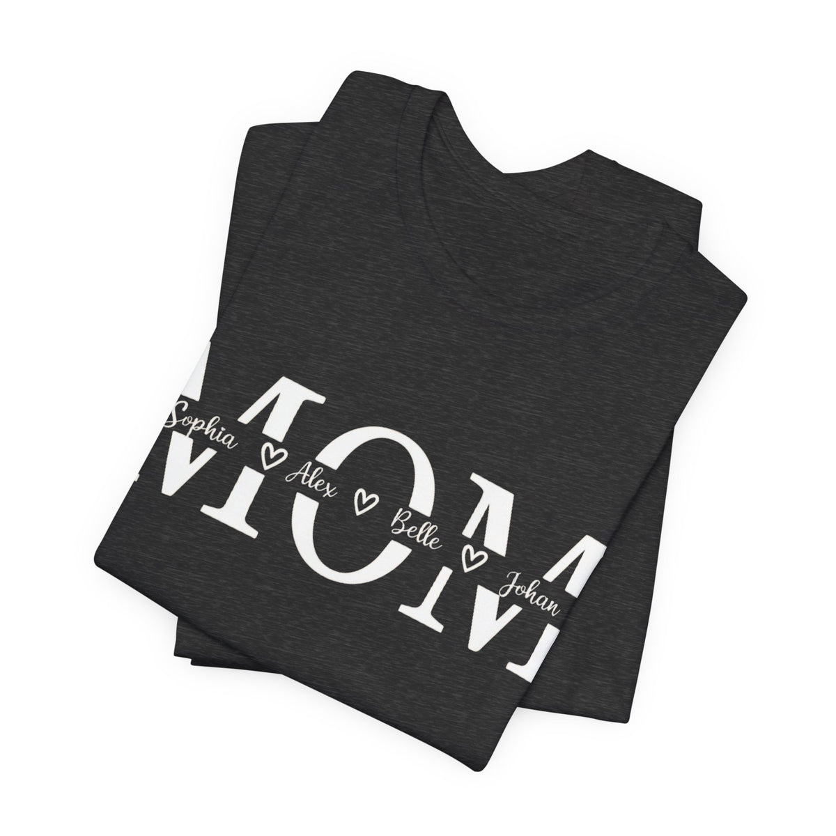Mom Heart Repeat T‑Shirt — Layered 'MOM' Design for Mother's Day & Everyday