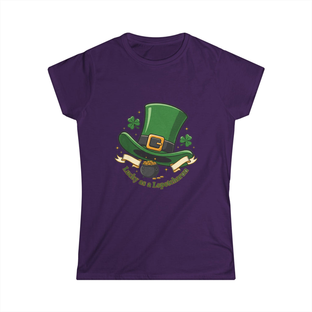 St. Patrick's Day Women's Tee — 'Lucky as a Leprechaun' Shamrock Hat Design