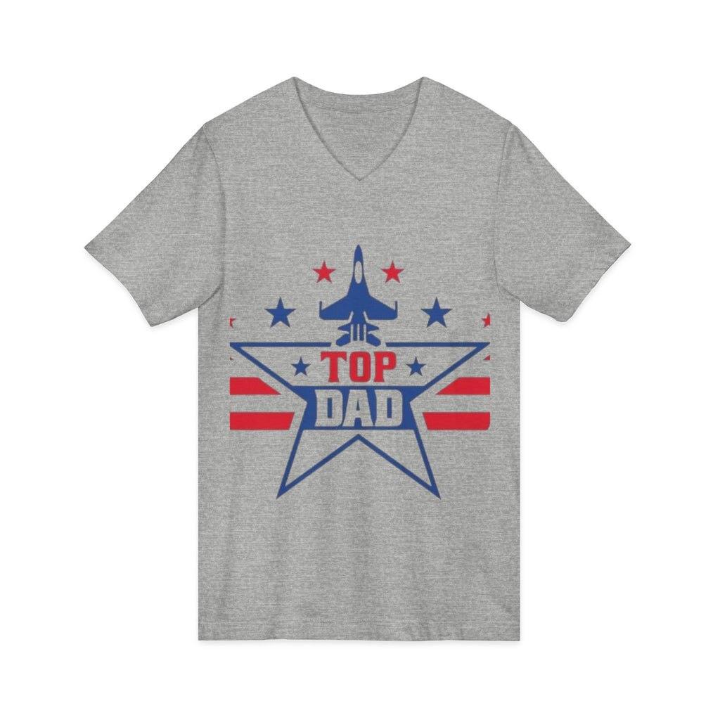 Top Dad V-Neck Tee — Patriotic Jet Star Fathers Day T-Shirt