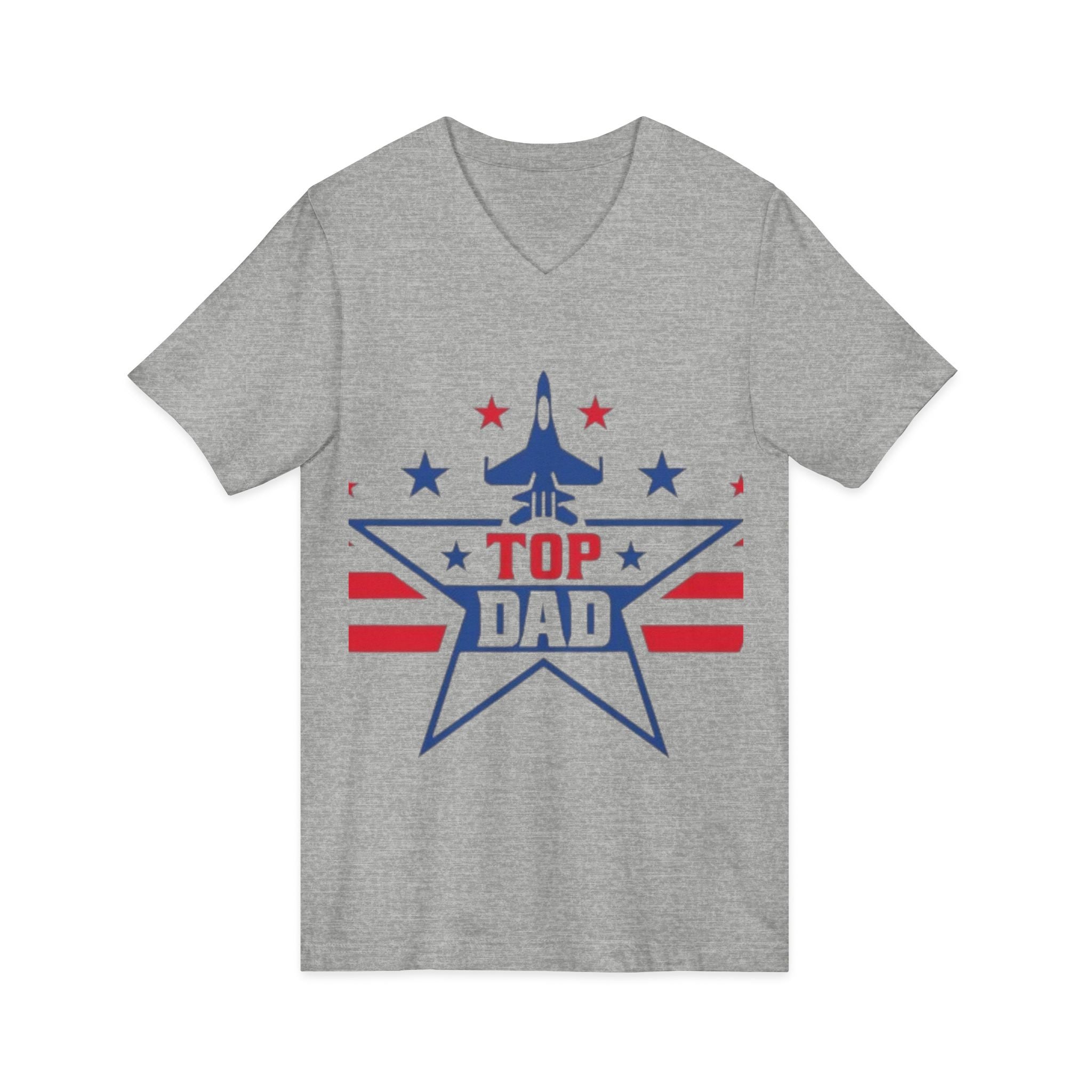 Top Dad V-Neck Tee — Patriotic Jet Star Fathers Day T-Shirt