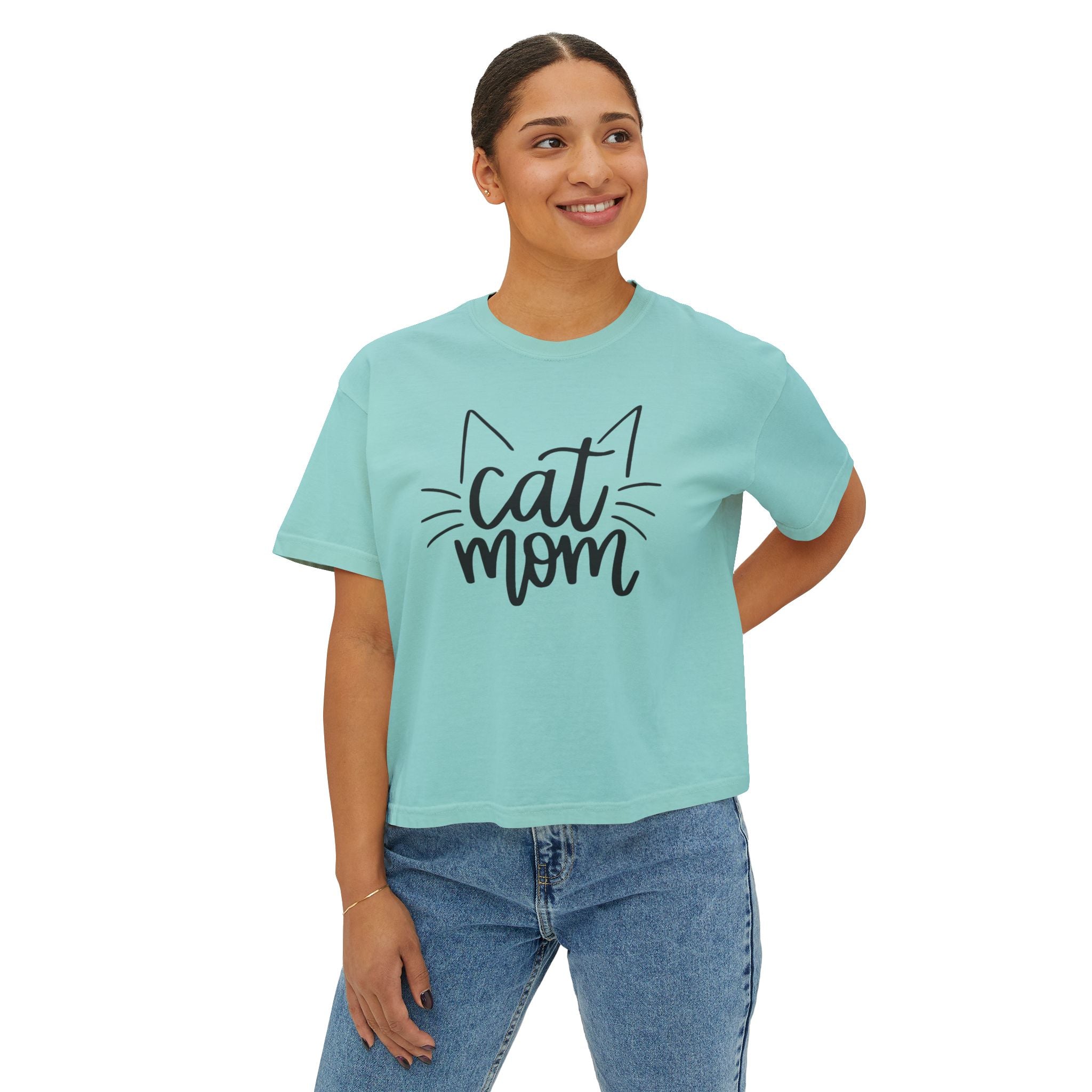 Cat Mom Boxy Cotton Tee