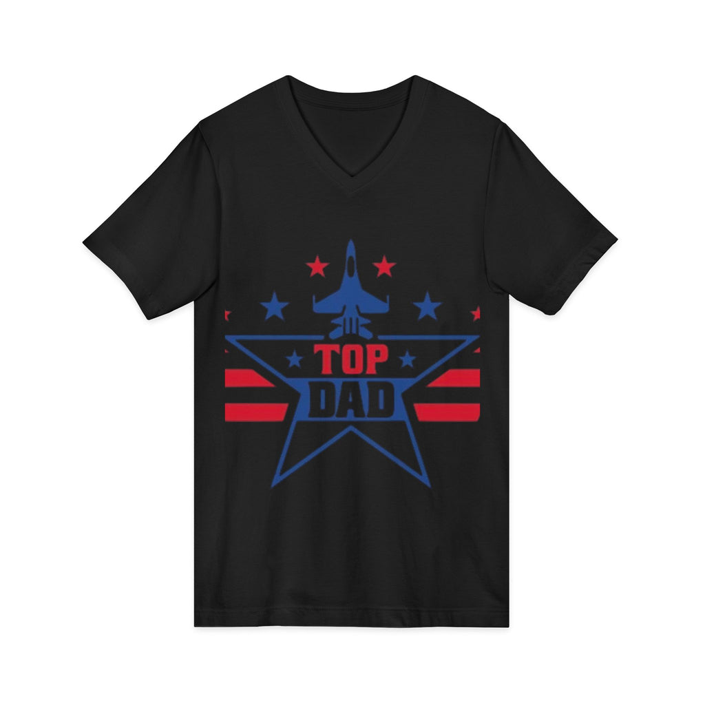 Top Dad V-Neck Tee — Patriotic Jet Star Fathers Day T-Shirt