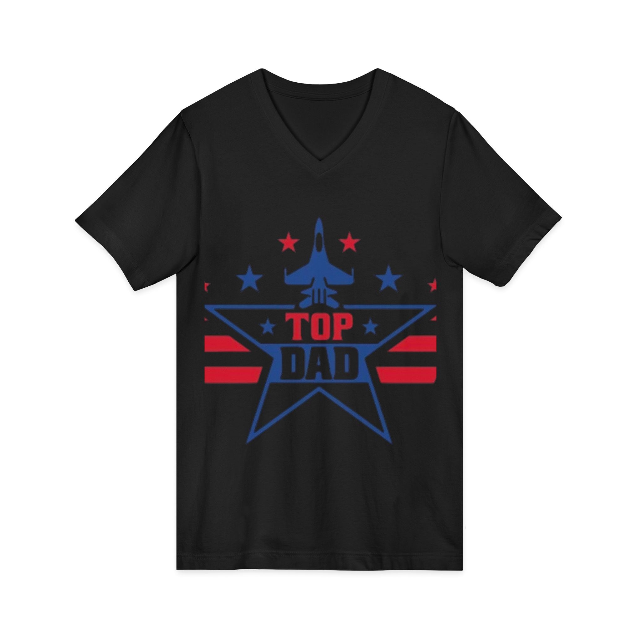 Top Dad V-Neck Tee — Patriotic Jet Star Fathers Day T-Shirt