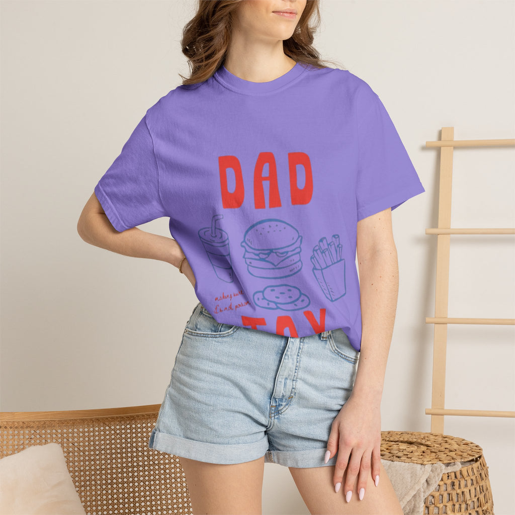 Dad Tax T-Shirt — Funny Father’s Day Tee with Burger, Fries & Drink Graphic