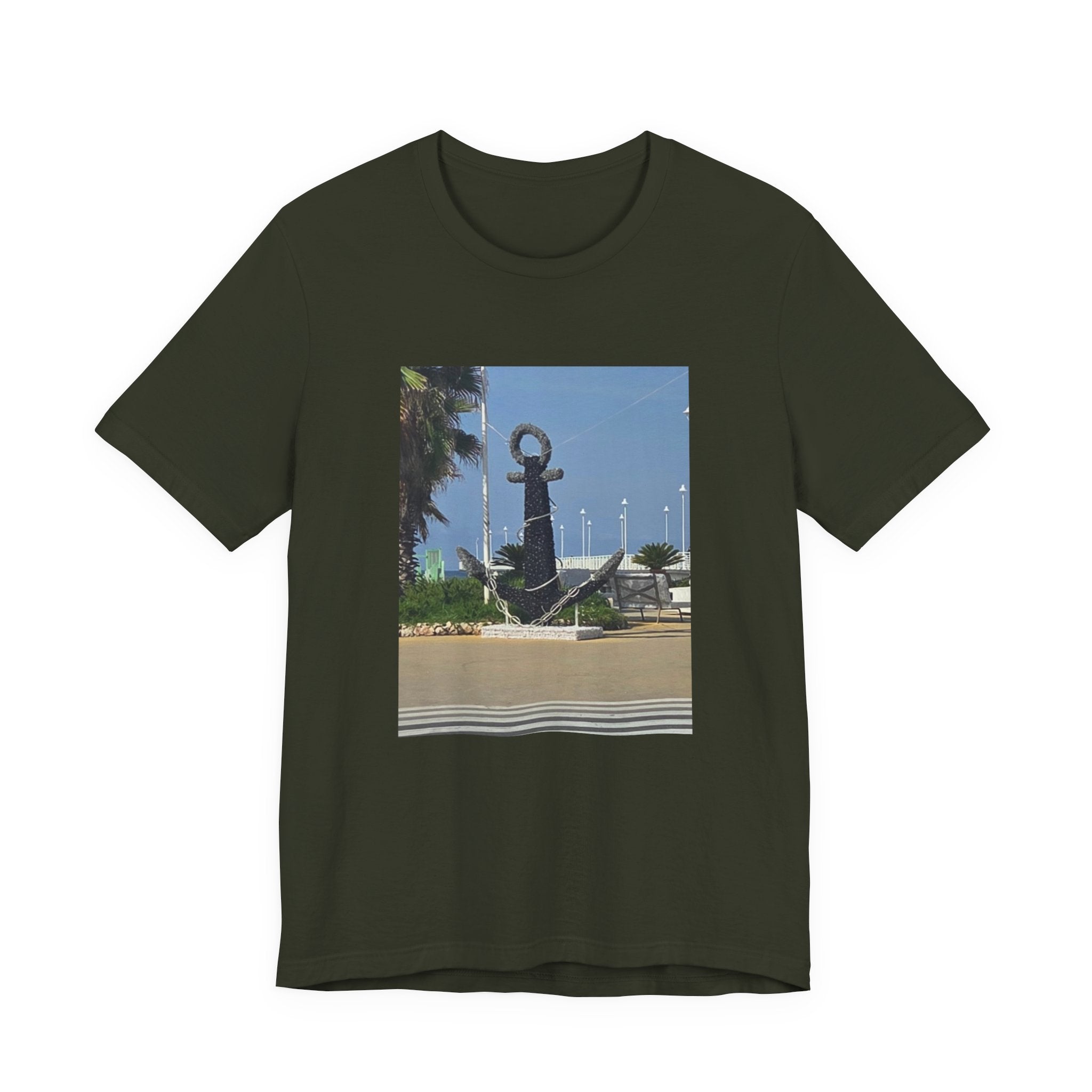 Anchor Statue Photo Tee — Coastal Nautical T-Shirt