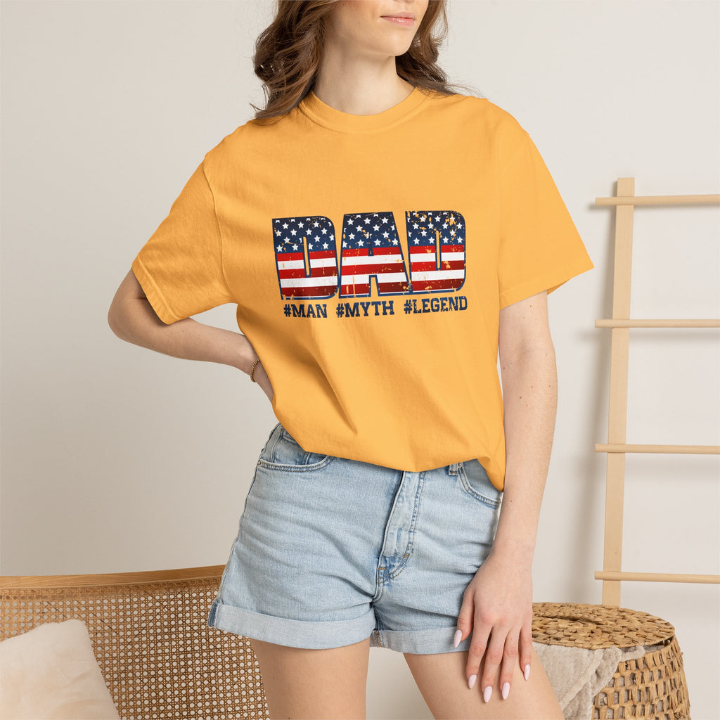 Dad Patriotic T-Shirt - "DAD" American Flag Design (#Man #Myth #Legend)