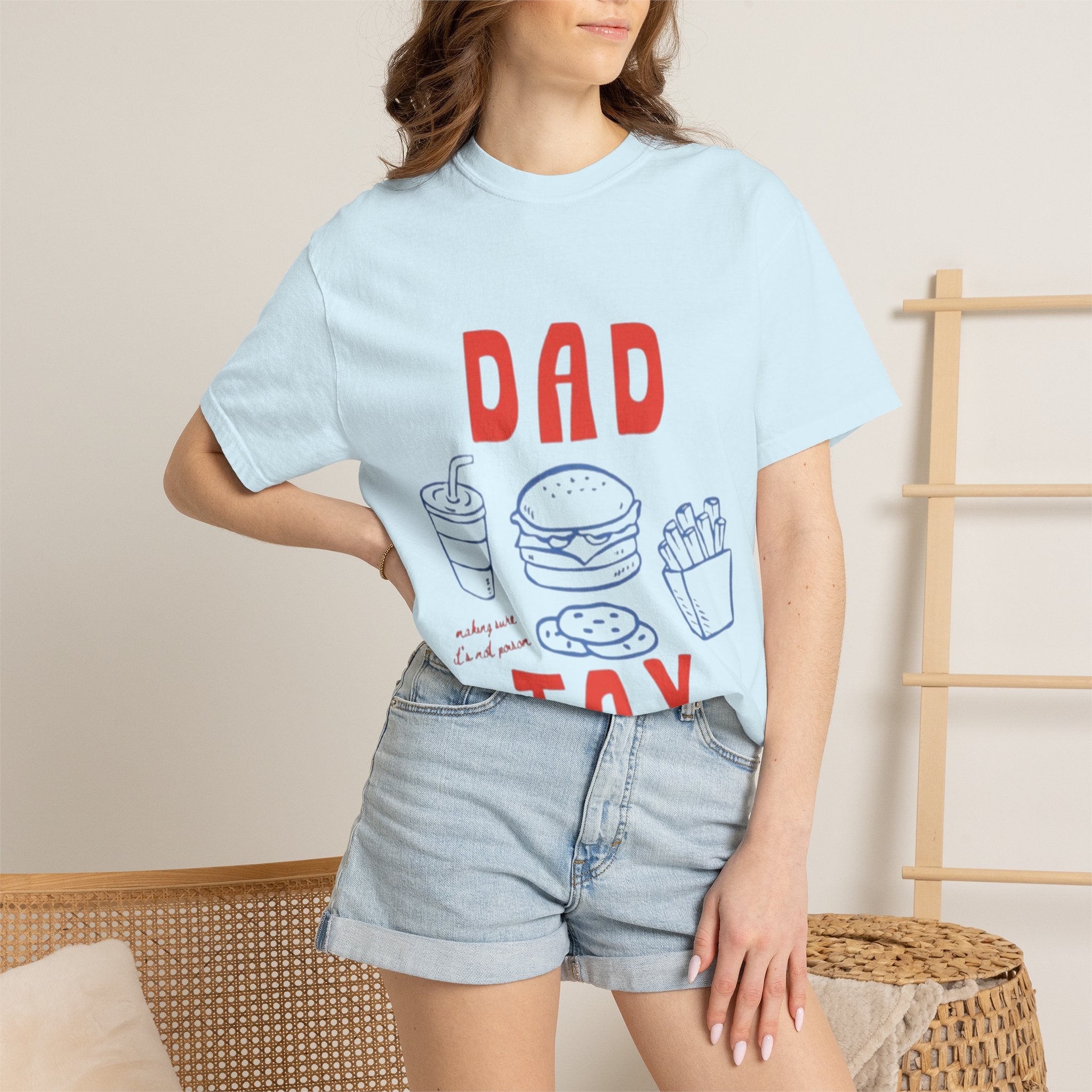 Dad Tax T-Shirt — Funny Father’s Day Tee with Burger, Fries & Drink Graphic