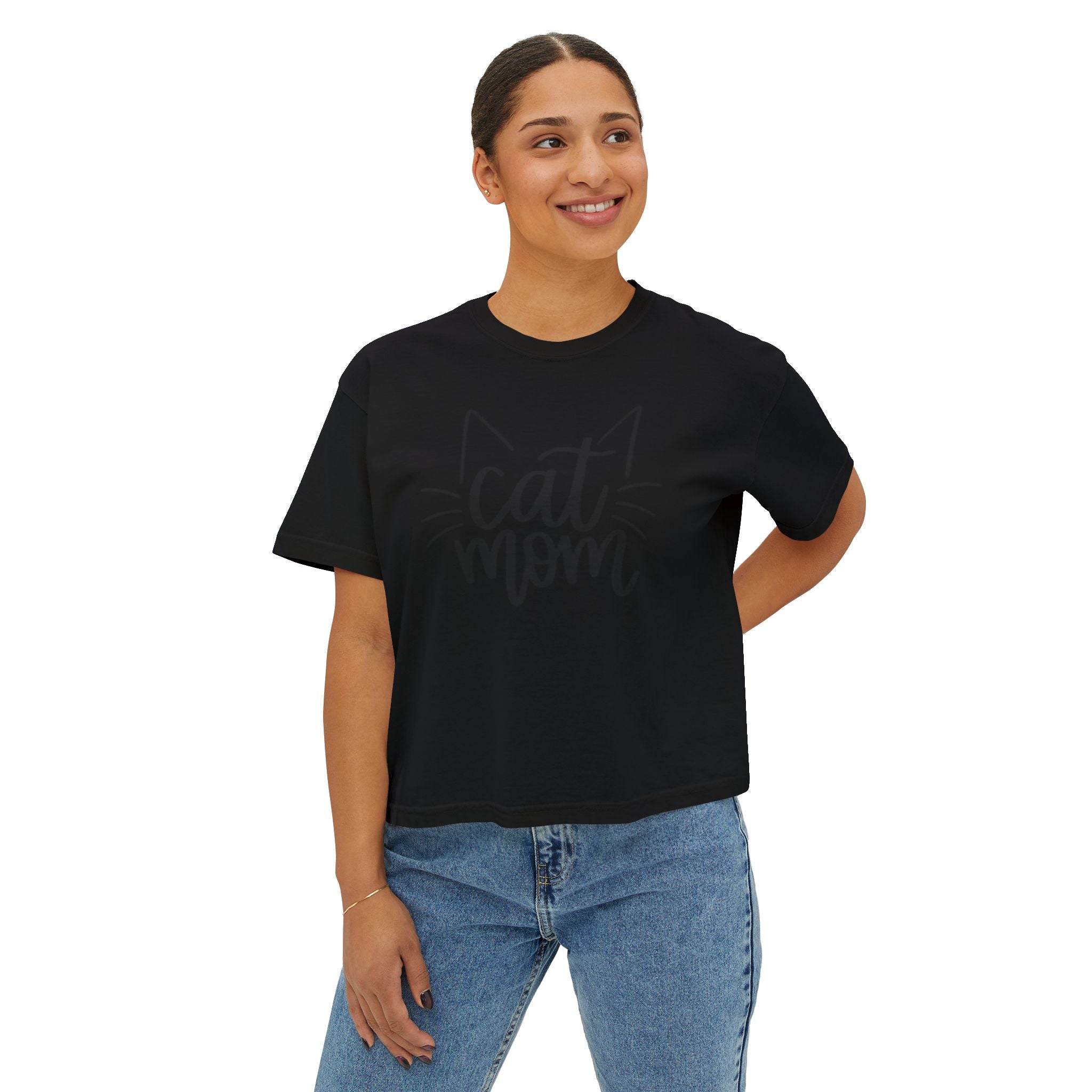 Cat Mom Boxy Cotton Tee