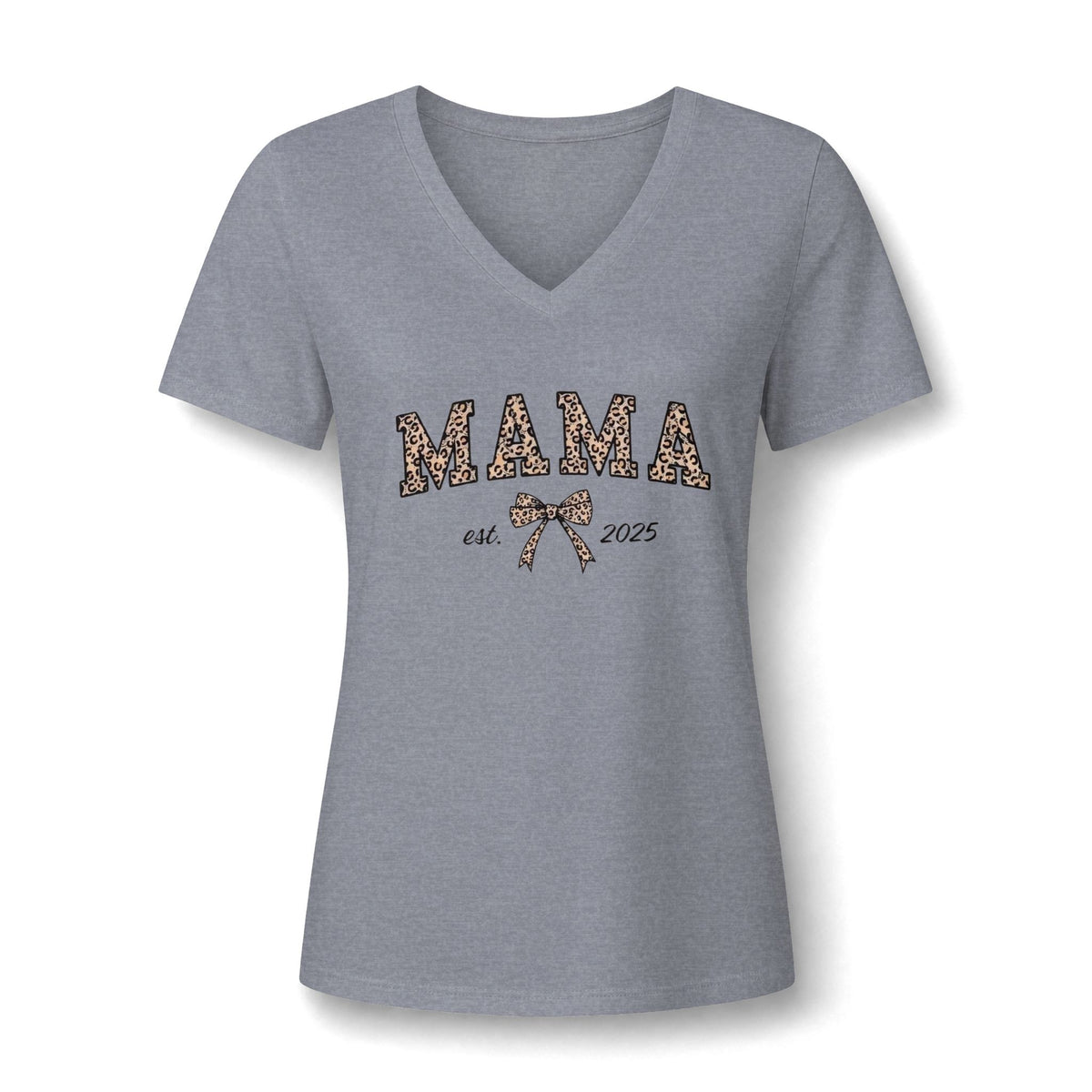 Senior 2026 Cheer Mom V-Neck Tee — Pink Pom Pom Graduation Shirt