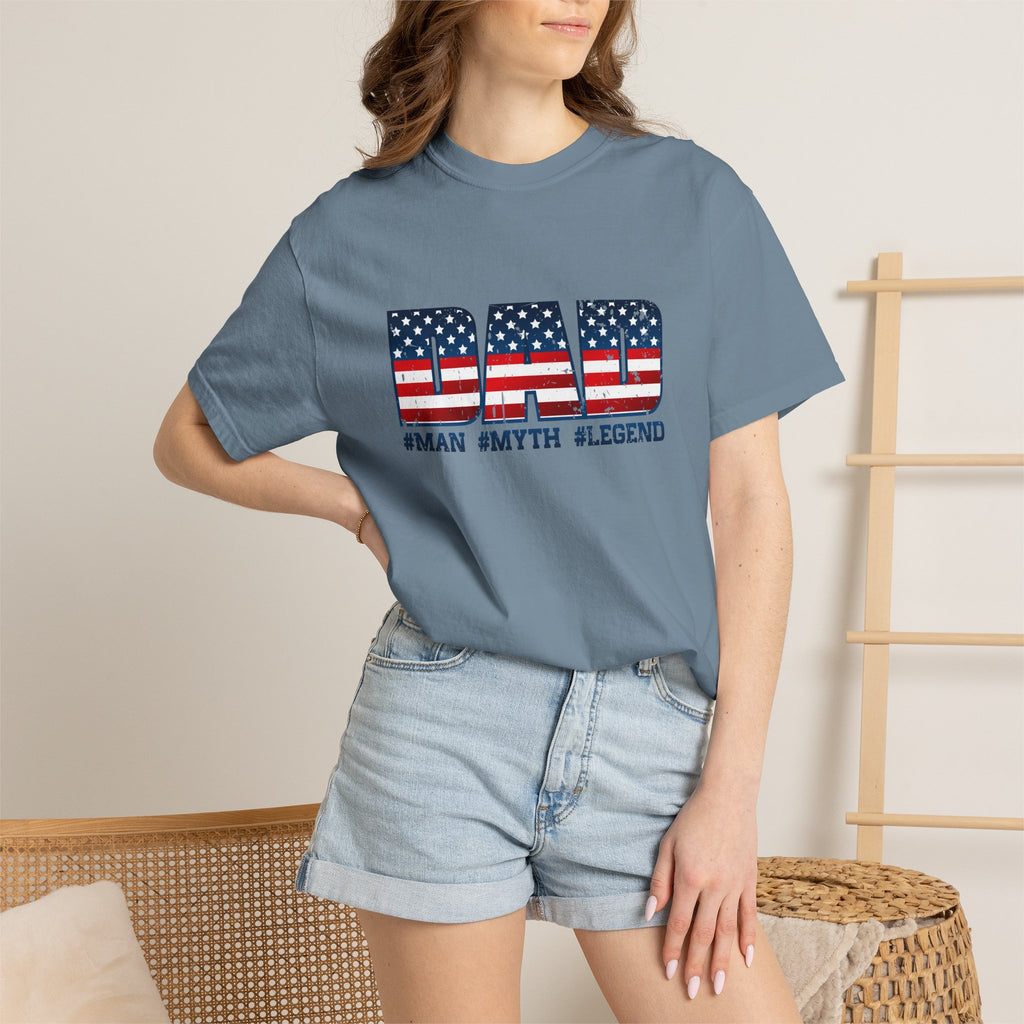 Dad Patriotic T-Shirt - "DAD" American Flag Design (#Man #Myth #Legend)