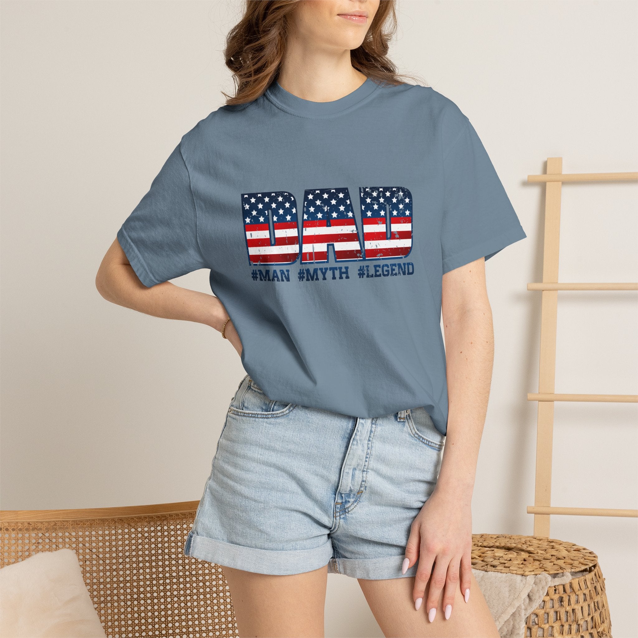 Dad Patriotic T-Shirt - "DAD" American Flag Design (#Man #Myth #Legend)