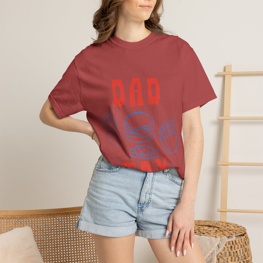 Dad Tax T-Shirt — Funny Father’s Day Tee with Burger, Fries & Drink Graphic