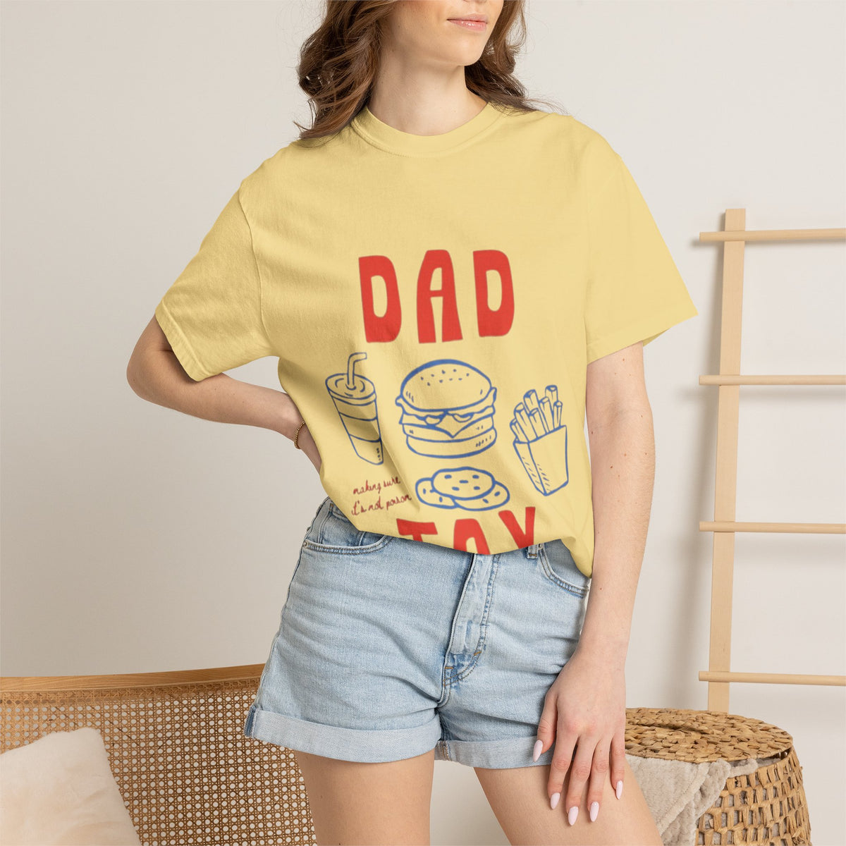 Dad Tax T-Shirt — Funny Father’s Day Tee with Burger, Fries & Drink Graphic