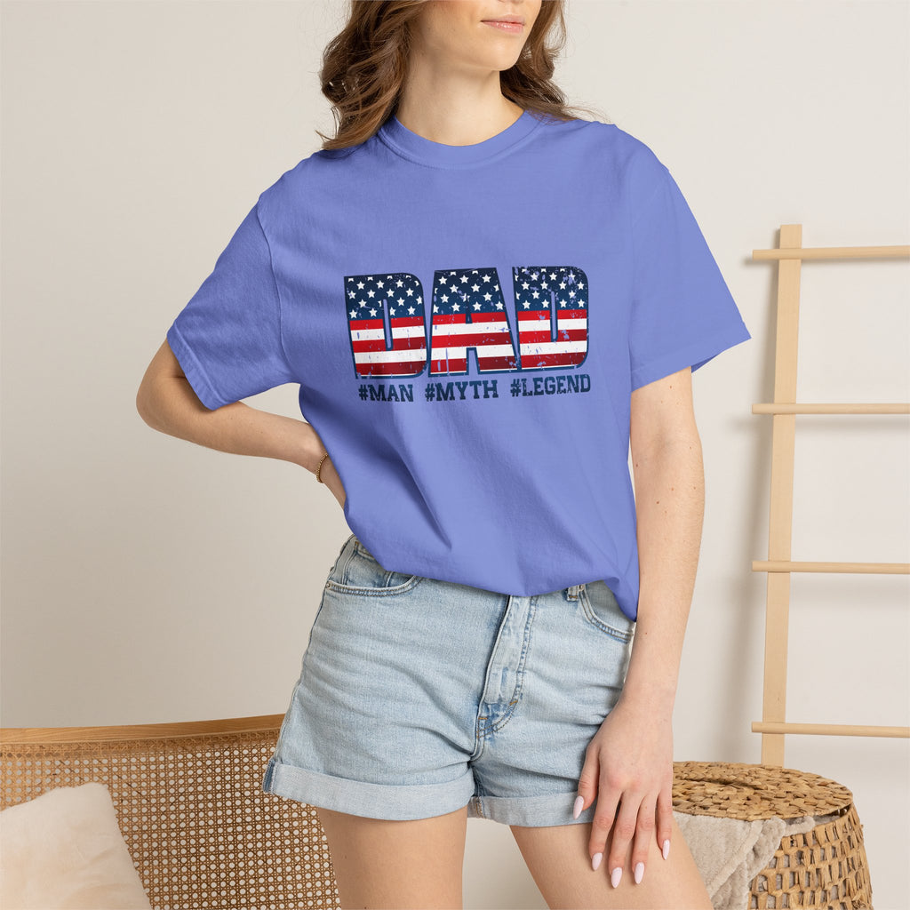 Dad Patriotic T-Shirt - "DAD" American Flag Design (#Man #Myth #Legend)