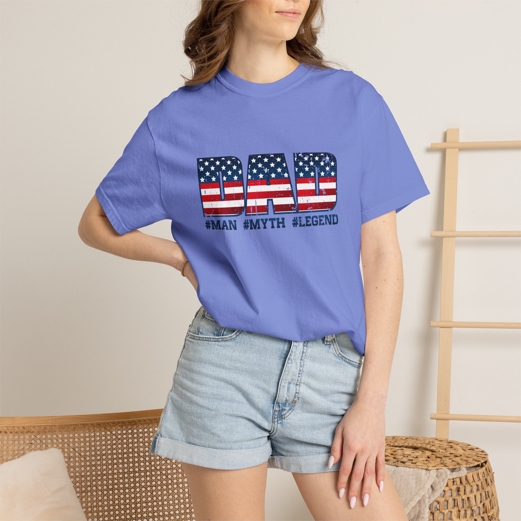 Dad Patriotic T-Shirt - "DAD" American Flag Design (#Man #Myth #Legend)