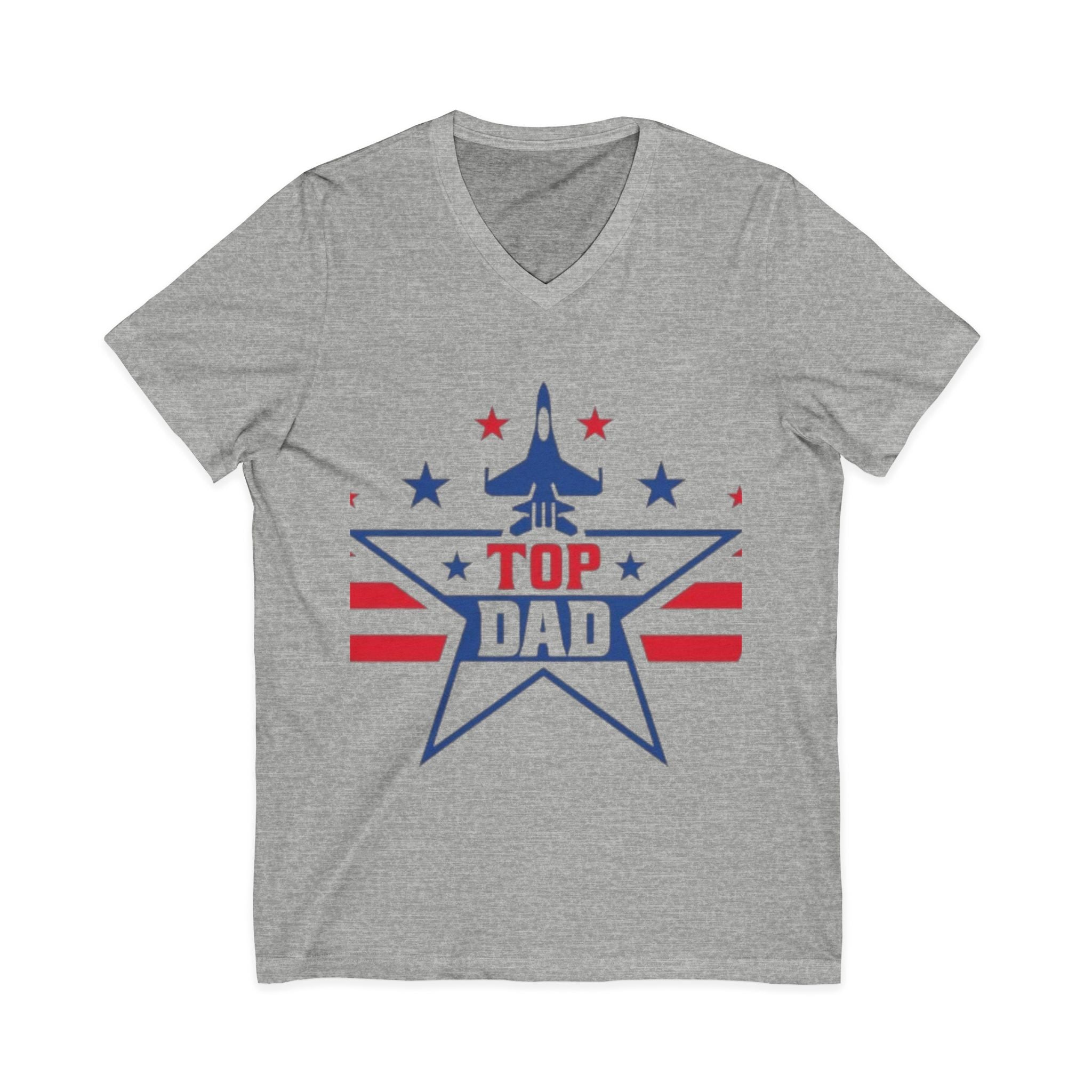 Top Dad V-Neck Tee — Patriotic Jet Star Fathers Day T-Shirt