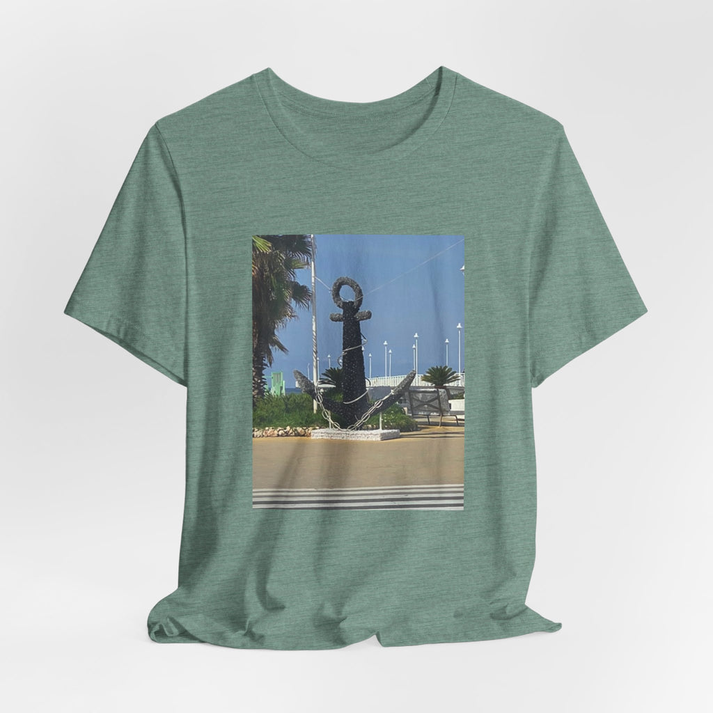 Anchor Statue Photo Tee — Coastal Nautical T-Shirt