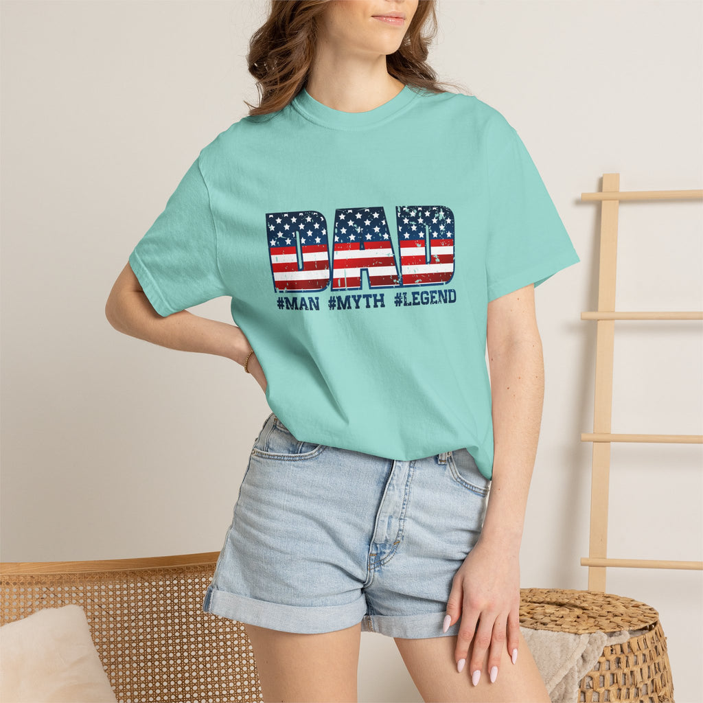 Dad Patriotic T-Shirt - "DAD" American Flag Design (#Man #Myth #Legend)