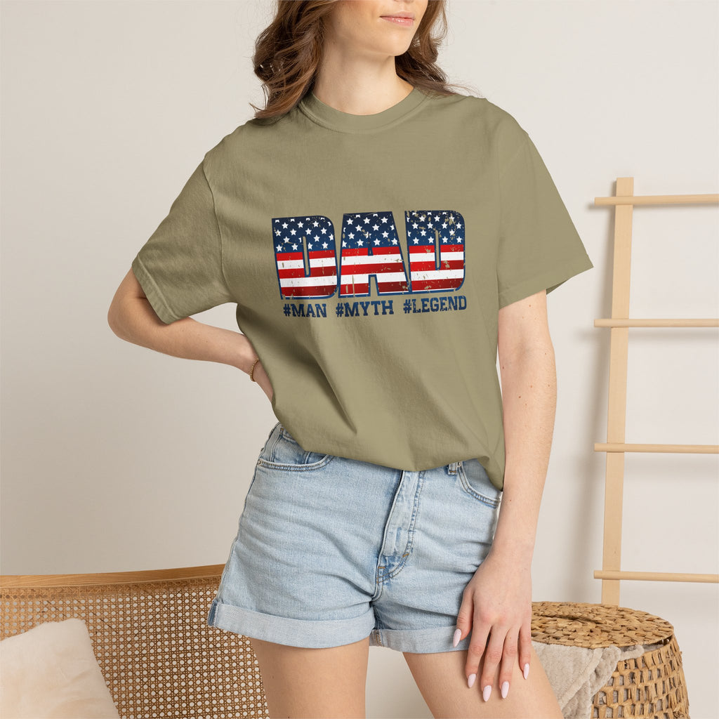 Dad Patriotic T-Shirt - "DAD" American Flag Design (#Man #Myth #Legend)