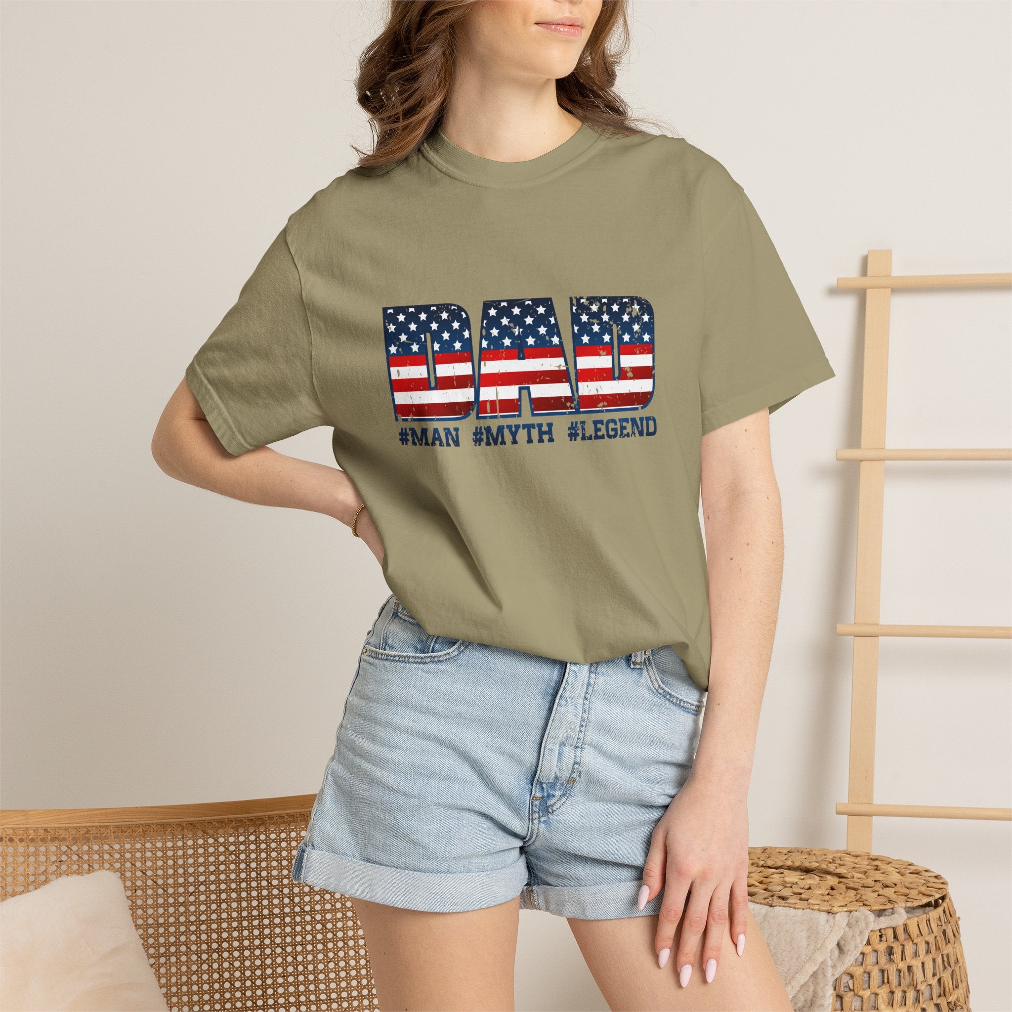 Dad Patriotic T-Shirt - "DAD" American Flag Design (#Man #Myth #Legend)