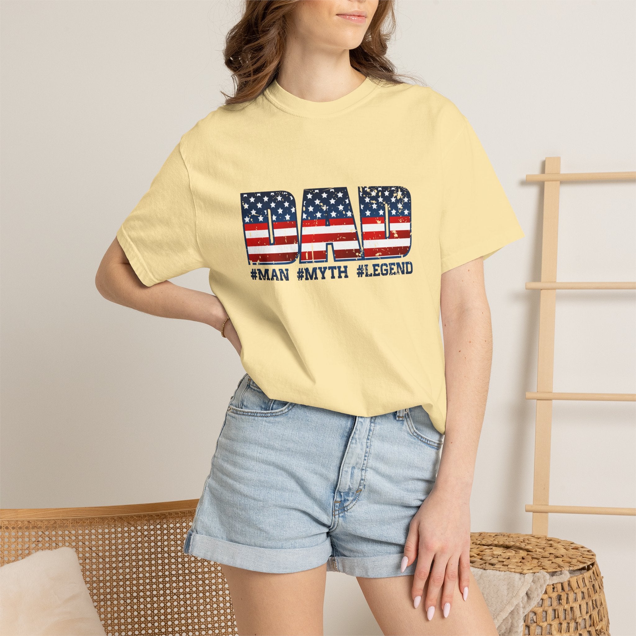 Dad Patriotic T-Shirt - "DAD" American Flag Design (#Man #Myth #Legend)