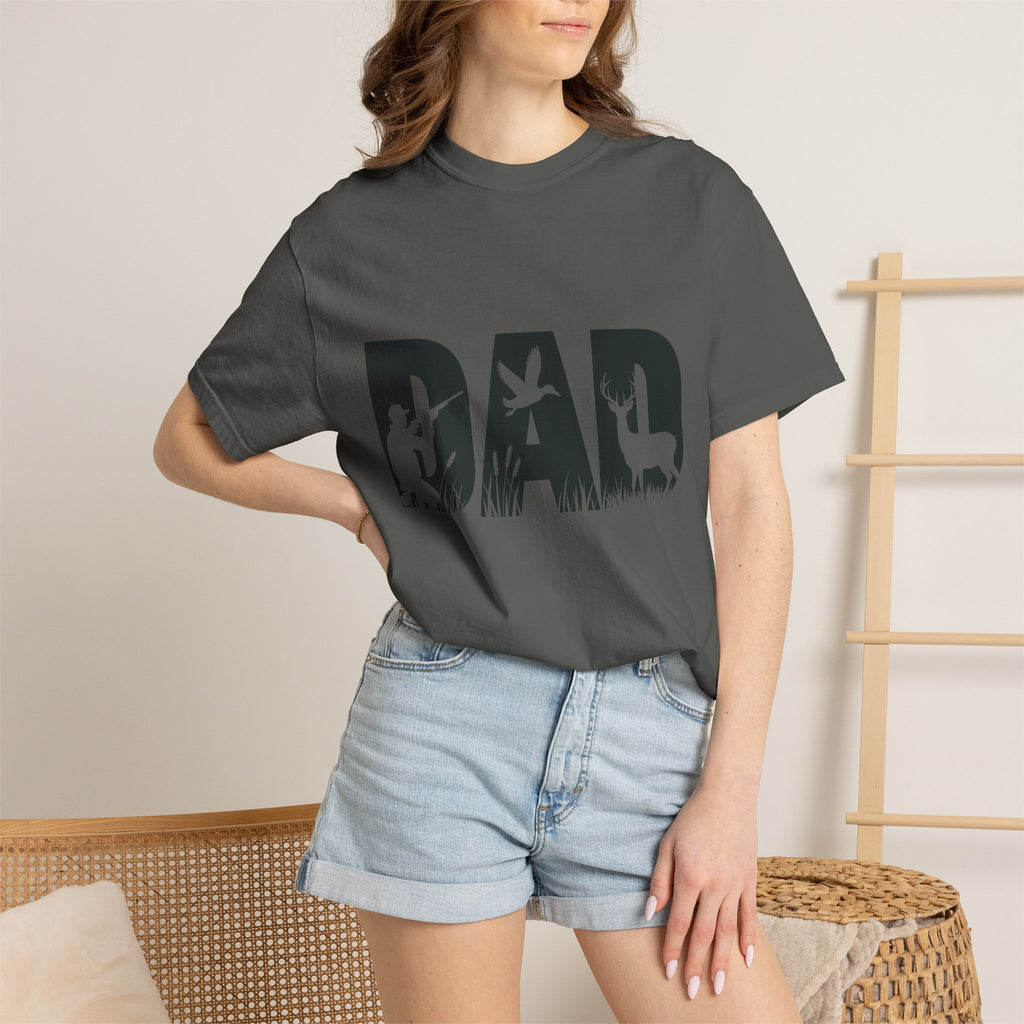 Dad Silhouette Nature T-Shirt — 'DAD' Deer & Camper Outdoor Graphic Tee