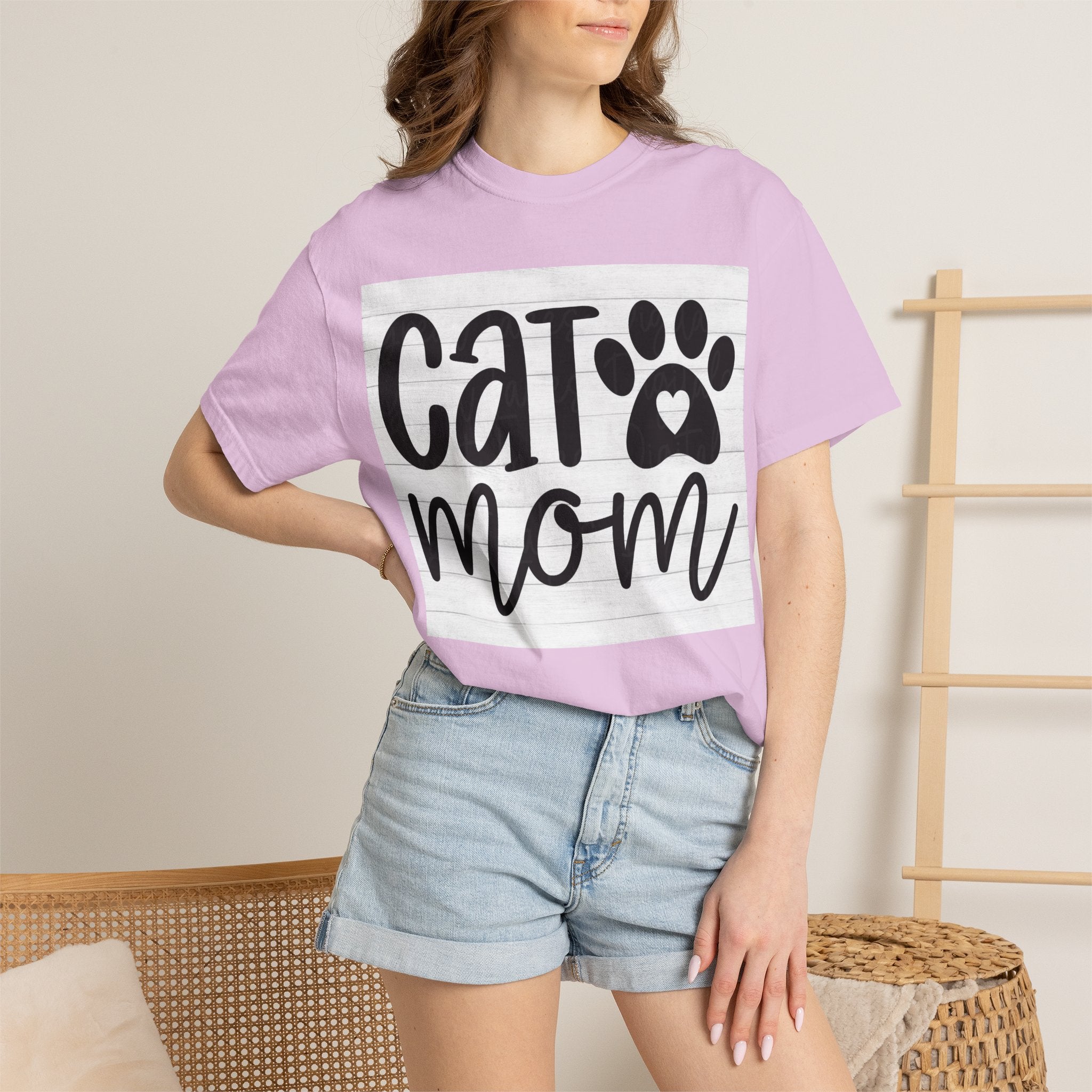 Garment-Dyed Cat Mom Tee