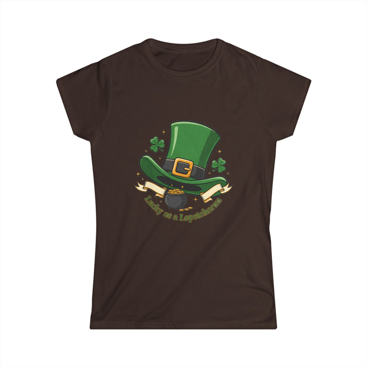 St. Patrick's Day Women's Tee — 'Lucky as a Leprechaun' Shamrock Hat Design
