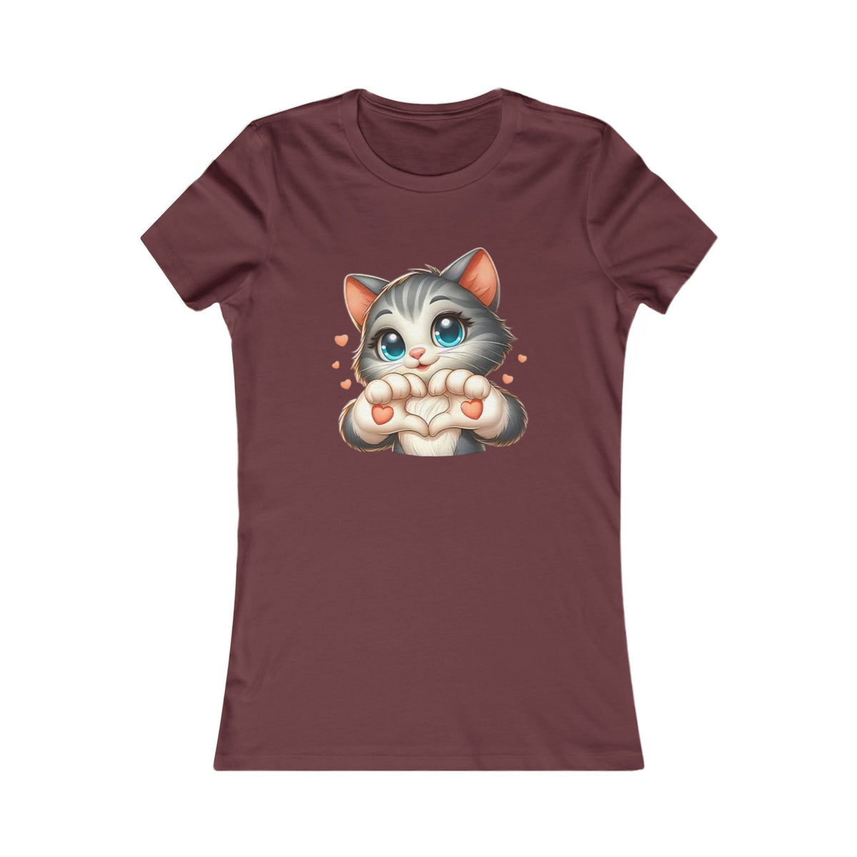 Women's Tee — Cute Kitten Making Heart Paws Graphic
