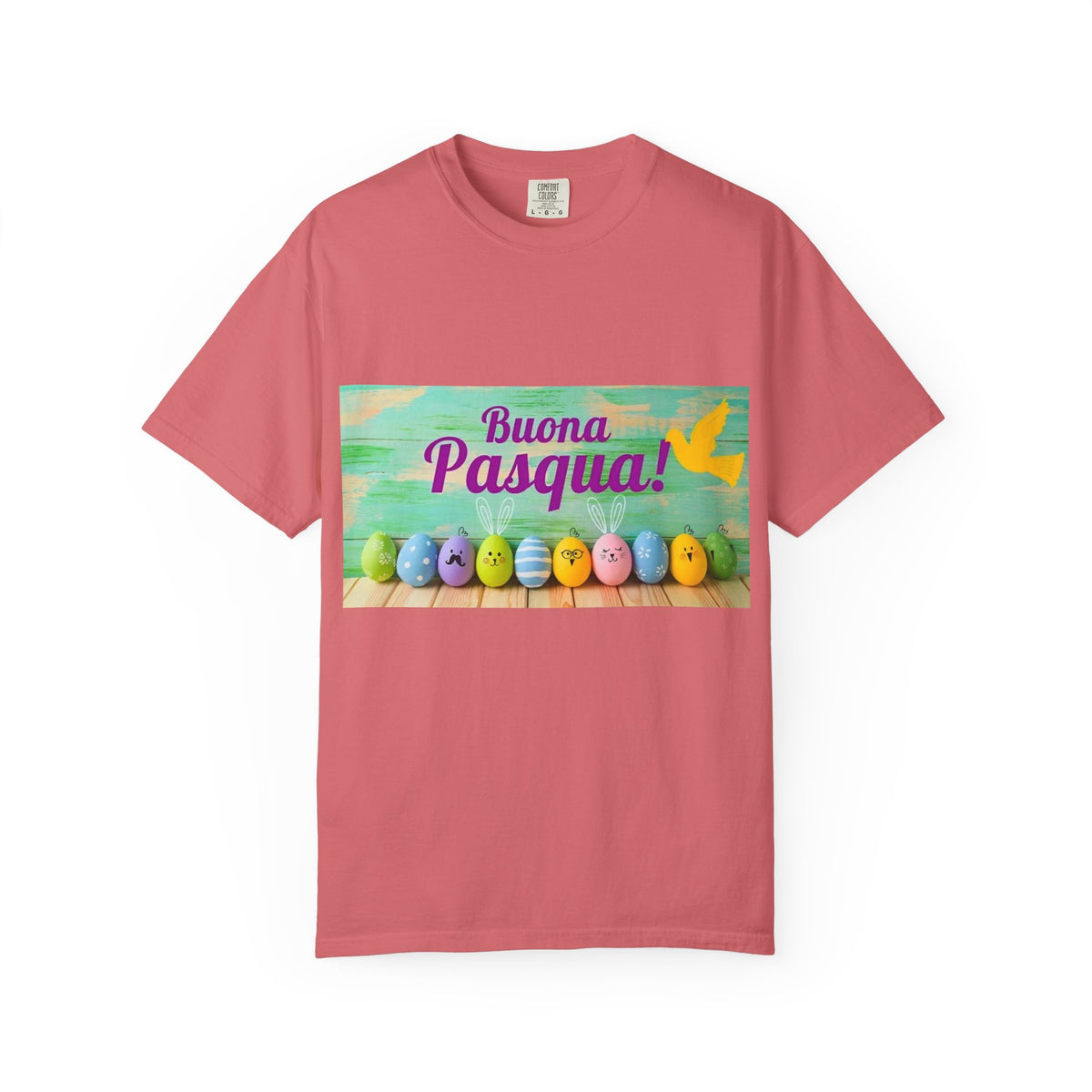 Easter T-Shirt — "Buona Pasqua" Colorful Bunny Eggs Graphic
