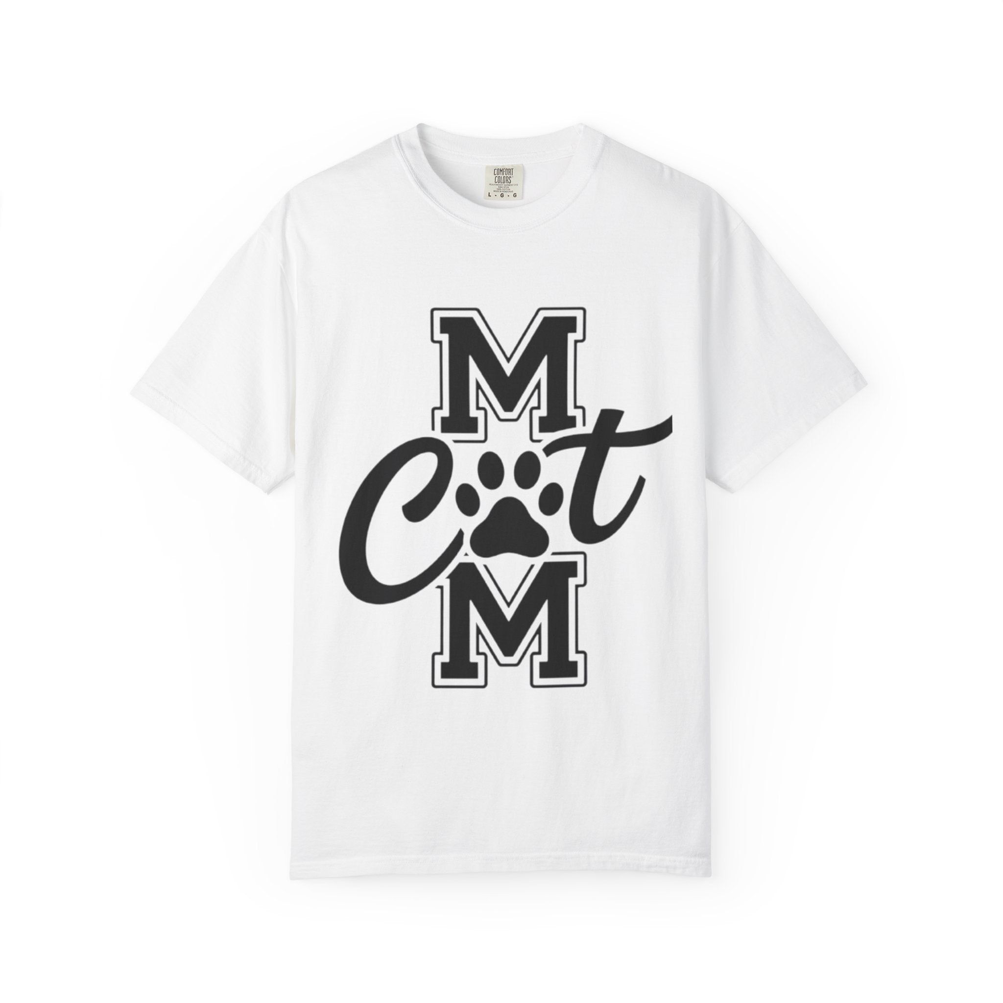 Cat Mom T-Shirt with paw print graphic, garment-dyed heavyweight cotton tee in a relaxed unisex fit
