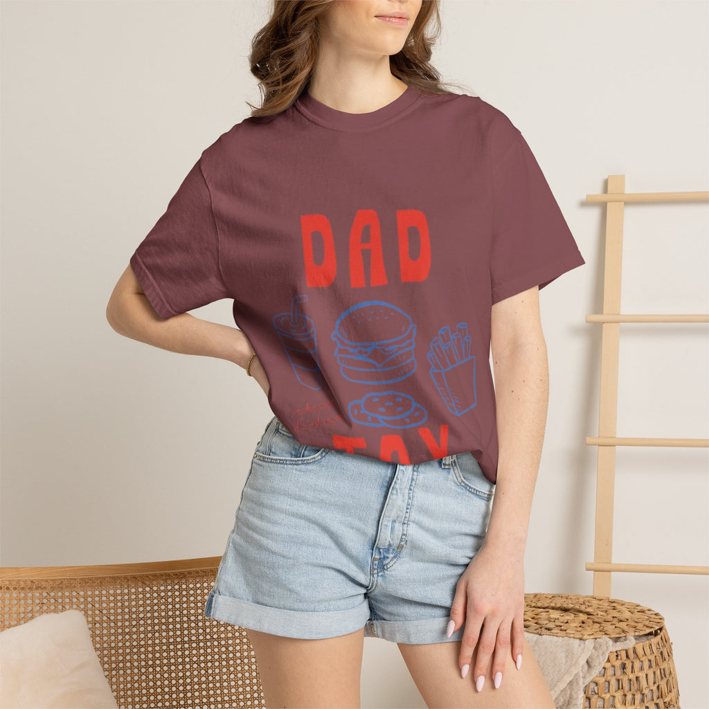 Dad Tax T-Shirt — Funny Father’s Day Tee with Burger, Fries & Drink Graphic