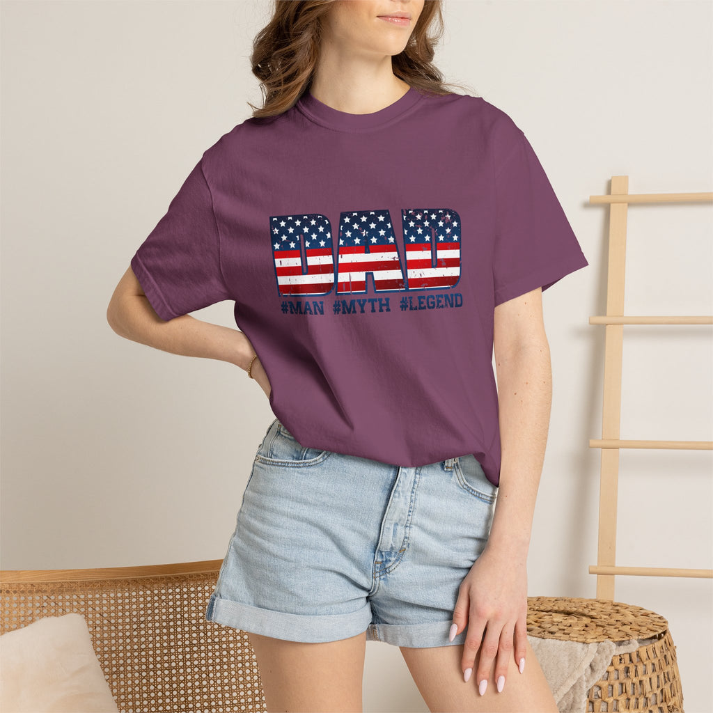 Dad Patriotic T-Shirt - "DAD" American Flag Design (#Man #Myth #Legend)