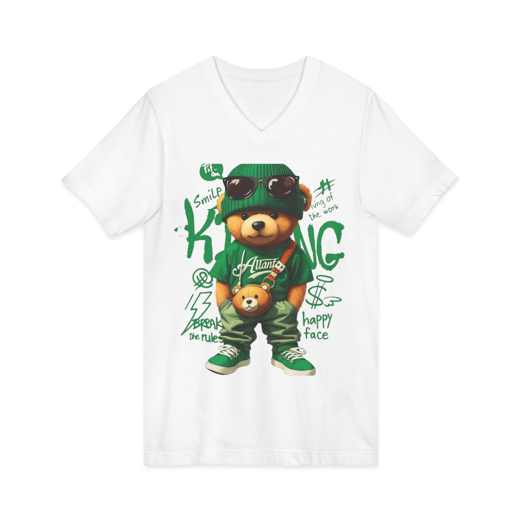 Cotton Teddy Bear V-Neck Tee