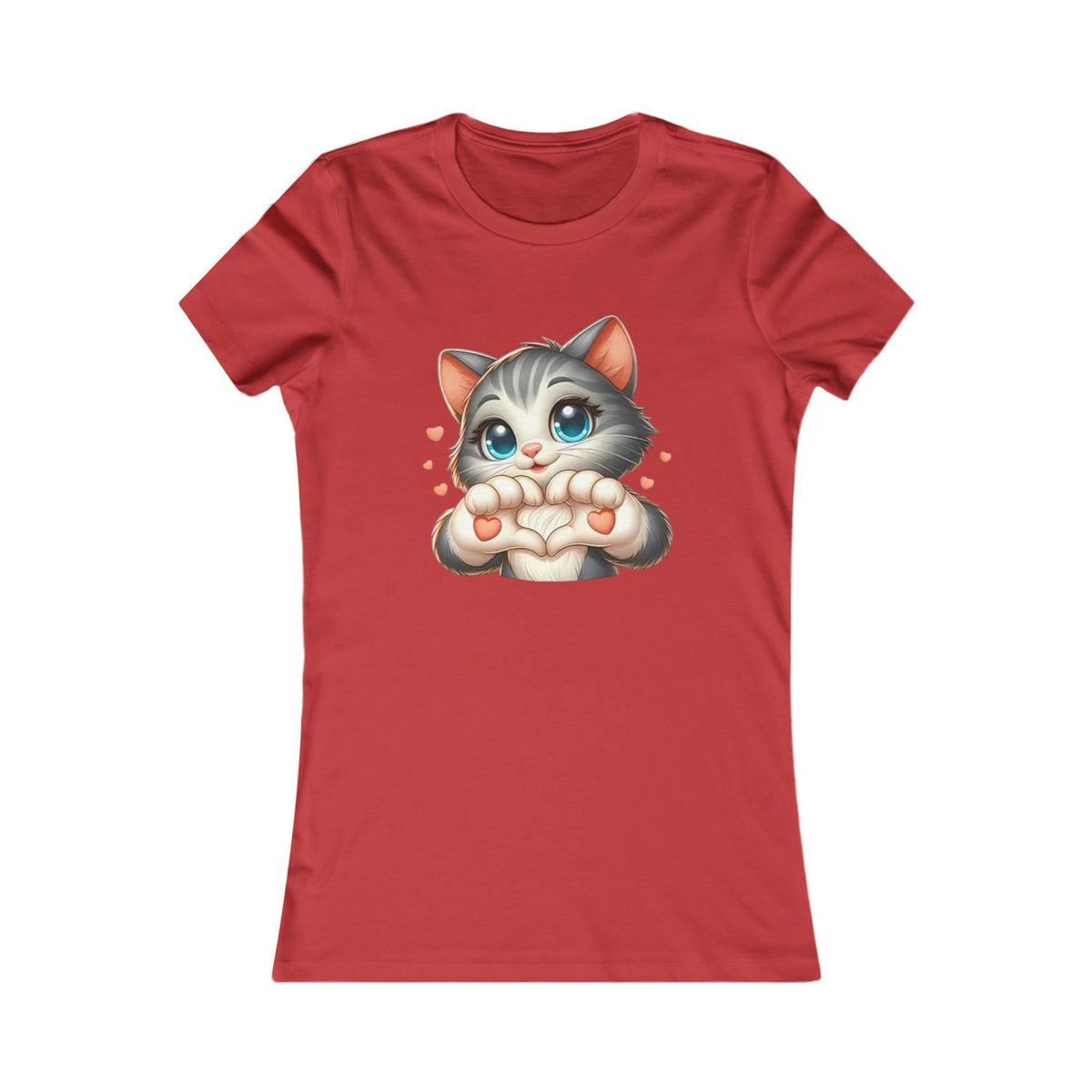 Women's Tee — Cute Kitten Making Heart Paws Graphic