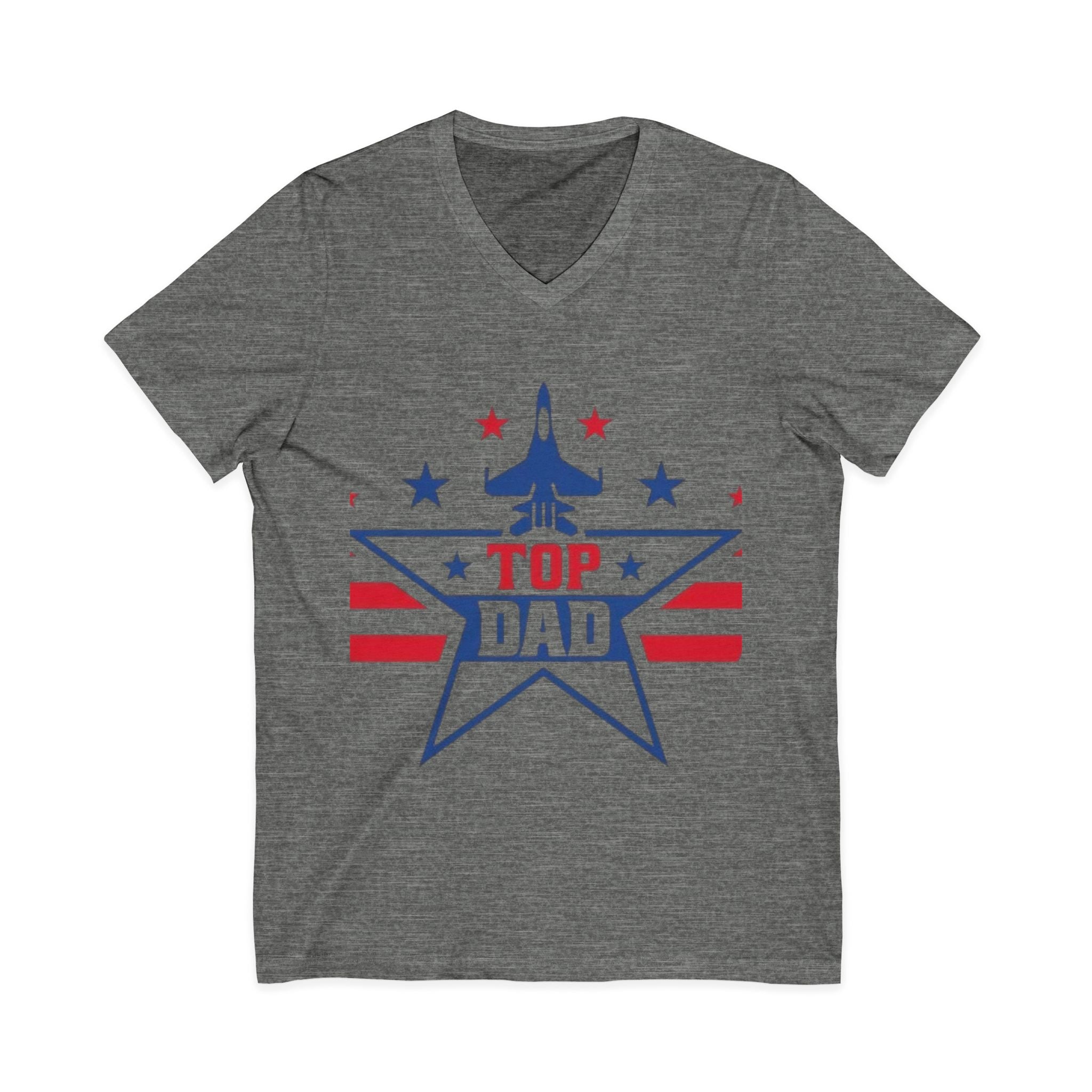 Top Dad V-Neck Tee — Patriotic Jet Star Fathers Day T-Shirt