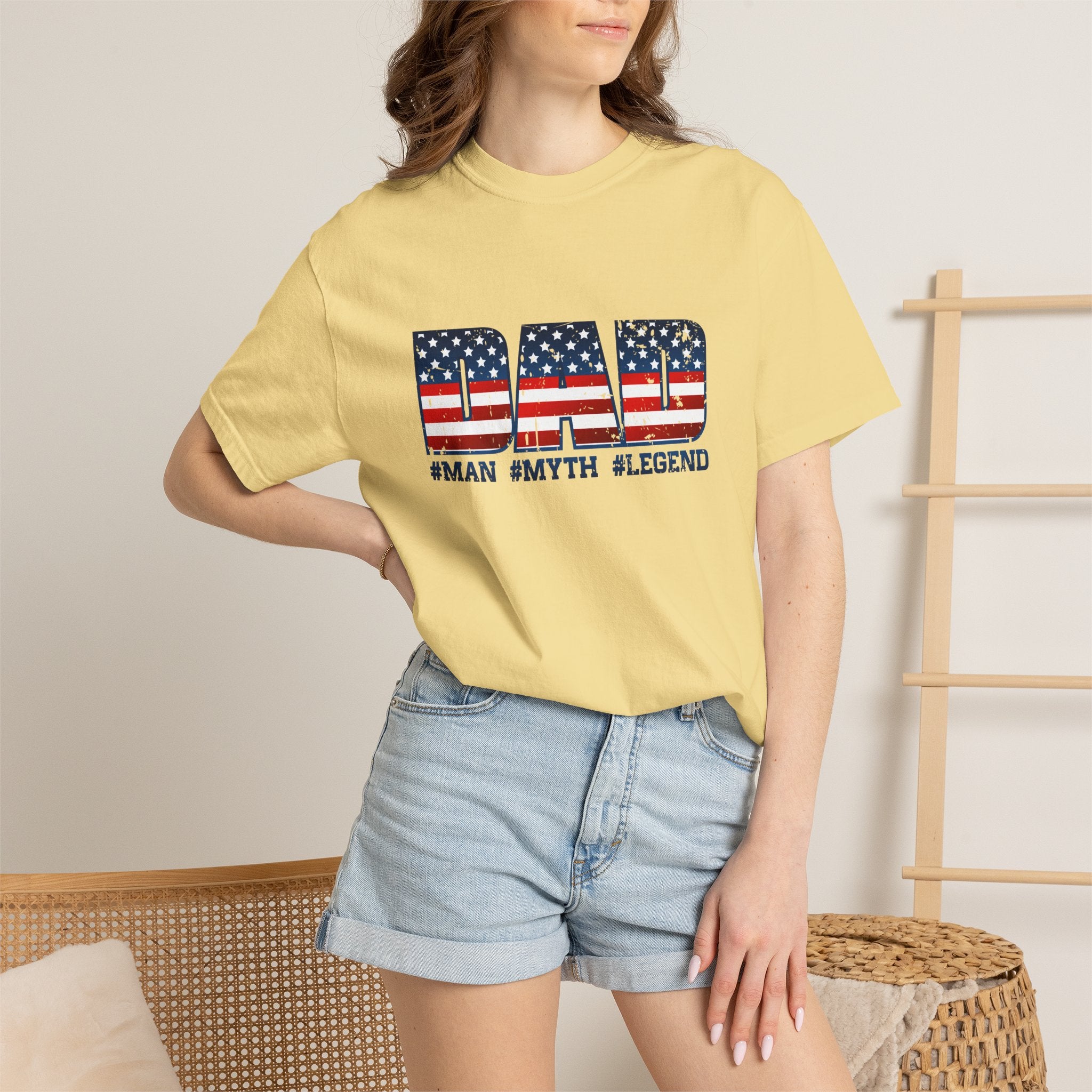 Dad Patriotic T-Shirt - "DAD" American Flag Design (#Man #Myth #Legend)